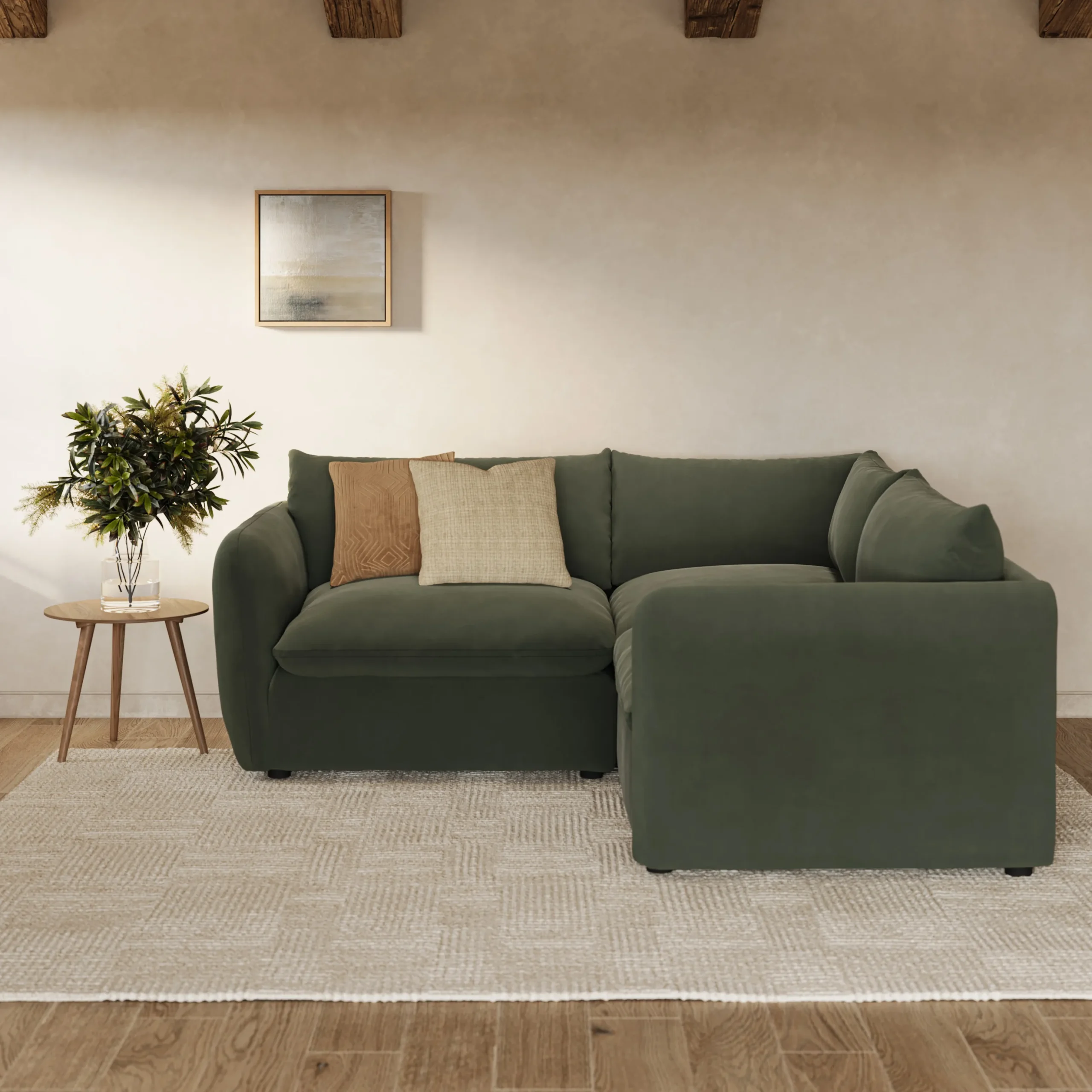 Leigh 87_ Velvet Modular Corner Sectional - Hale Fir Green