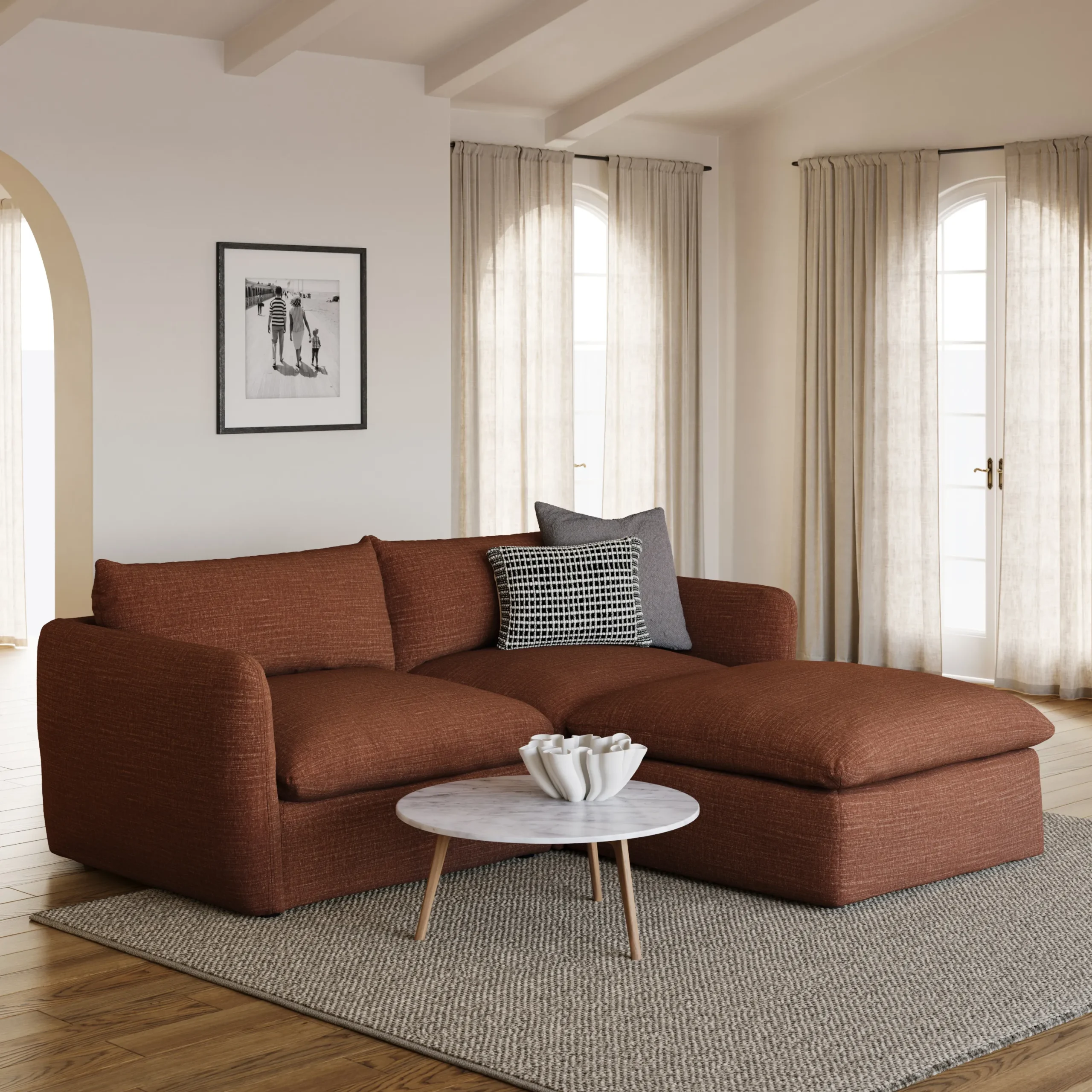 Leigh 92_ Modular Sectional - Napa Rust