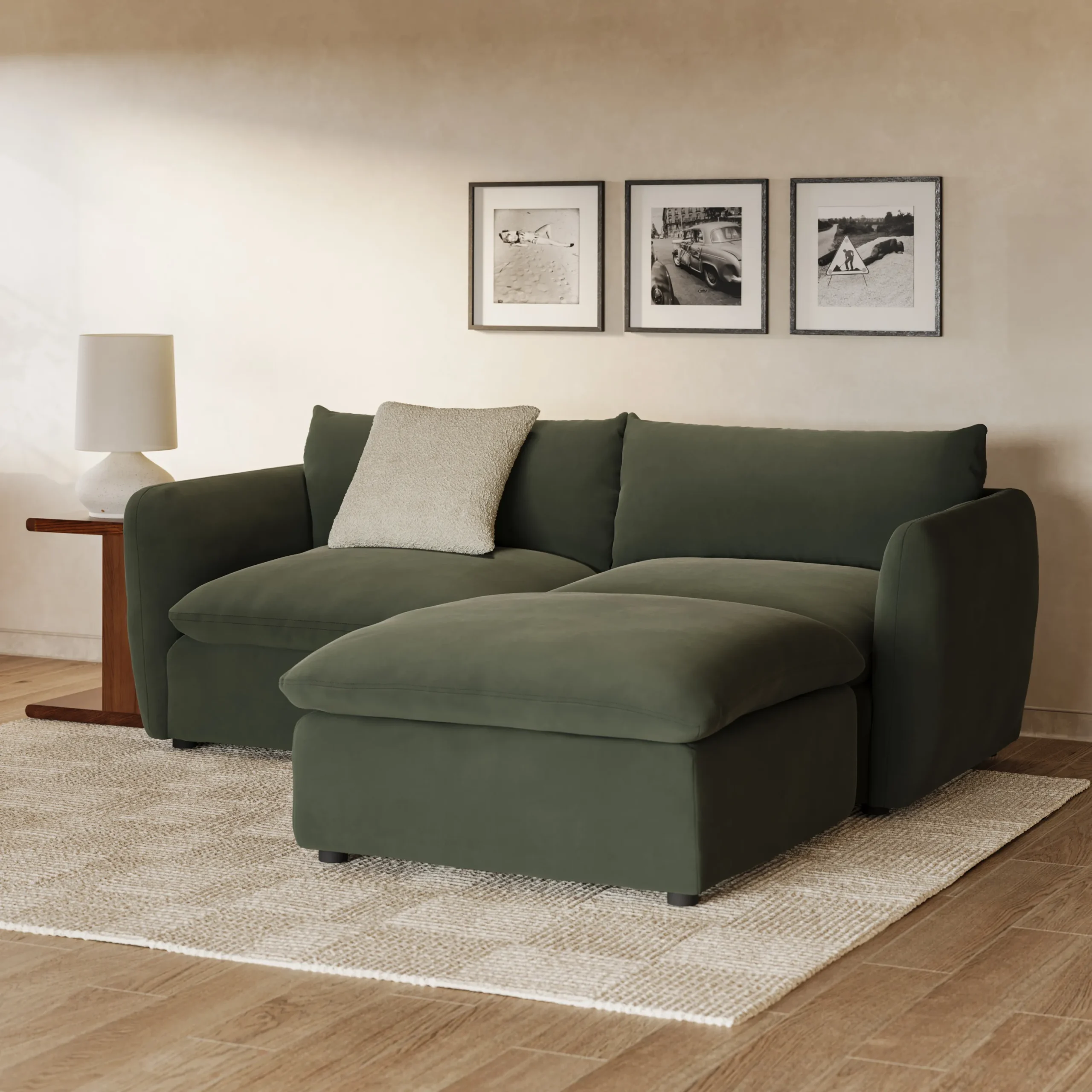 Leigh 92_ Velvet Modular Sectional - Hale Fir Green