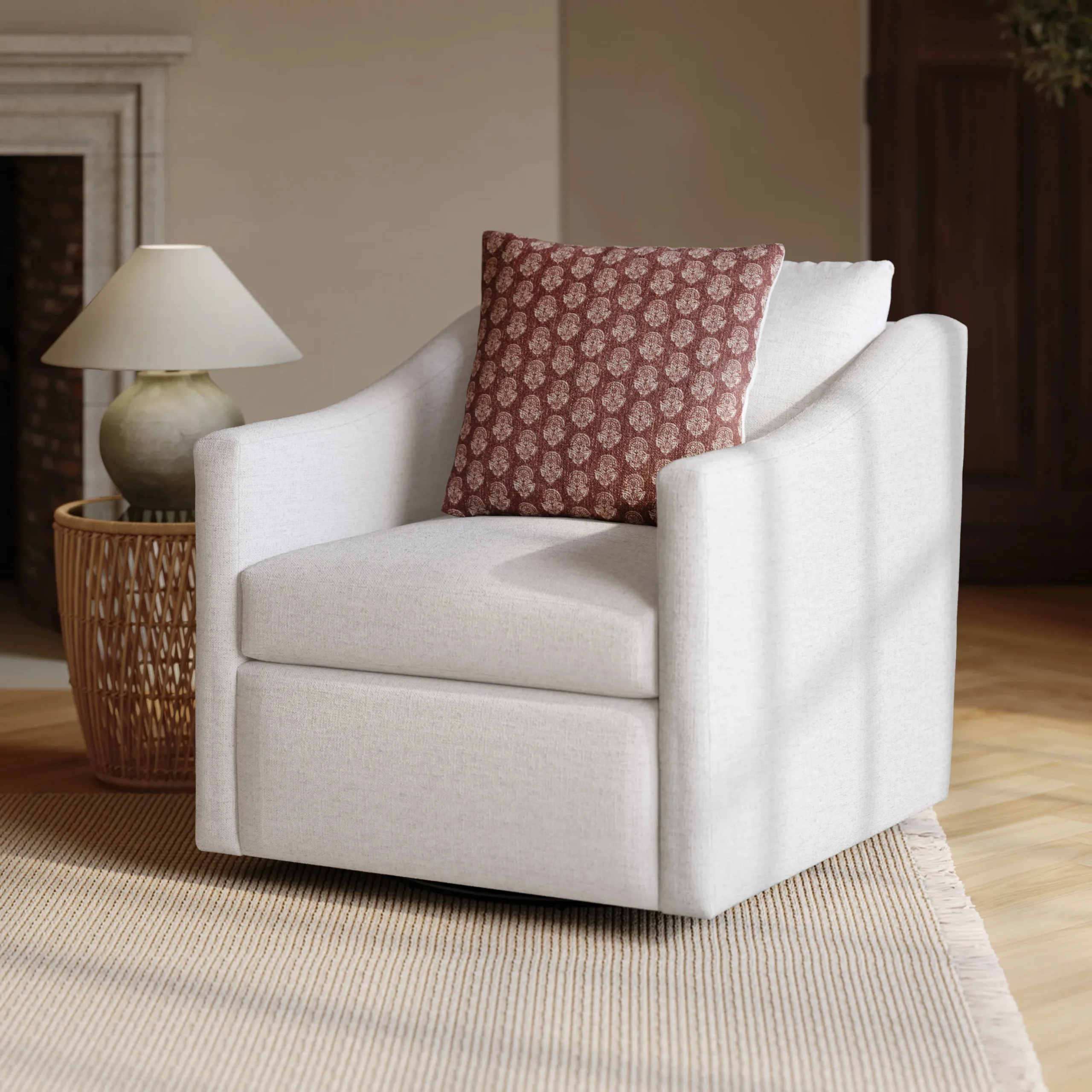 Landry 32.25_ Swivel Lounge Chair - Napa White