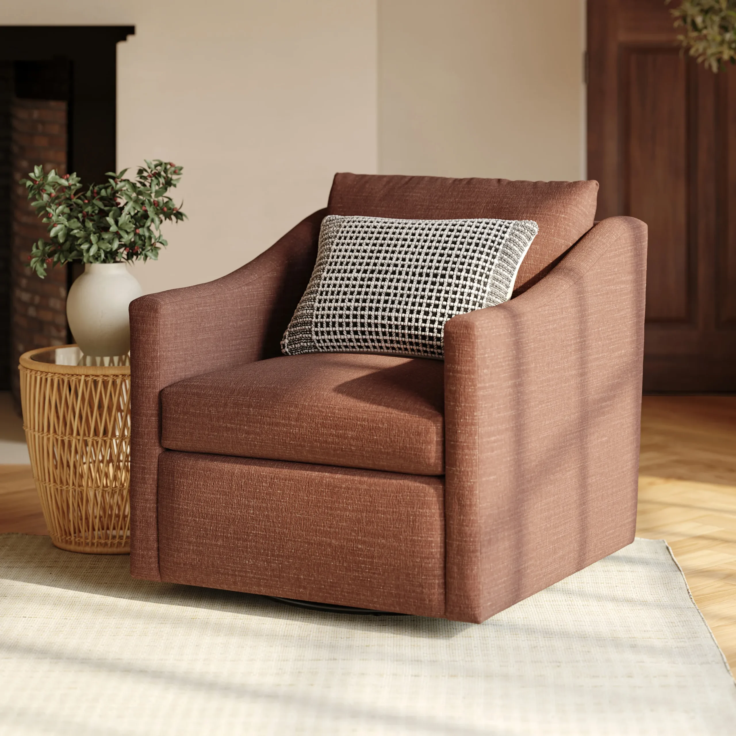Landry 32.25_ Swivel Lounge Chair - Napa Rust