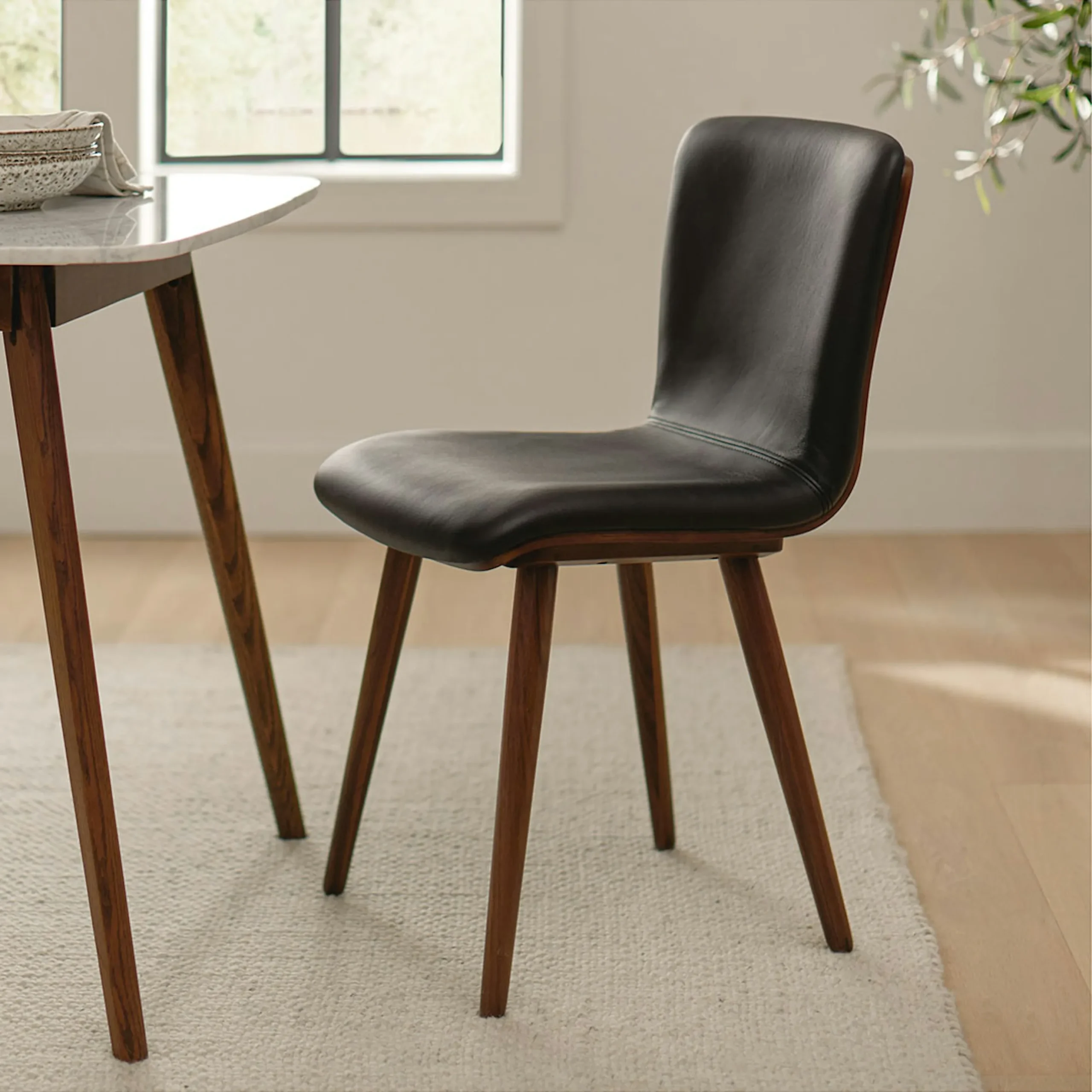 Sede Leather Dining Chair - Walnut and Black - Image 2