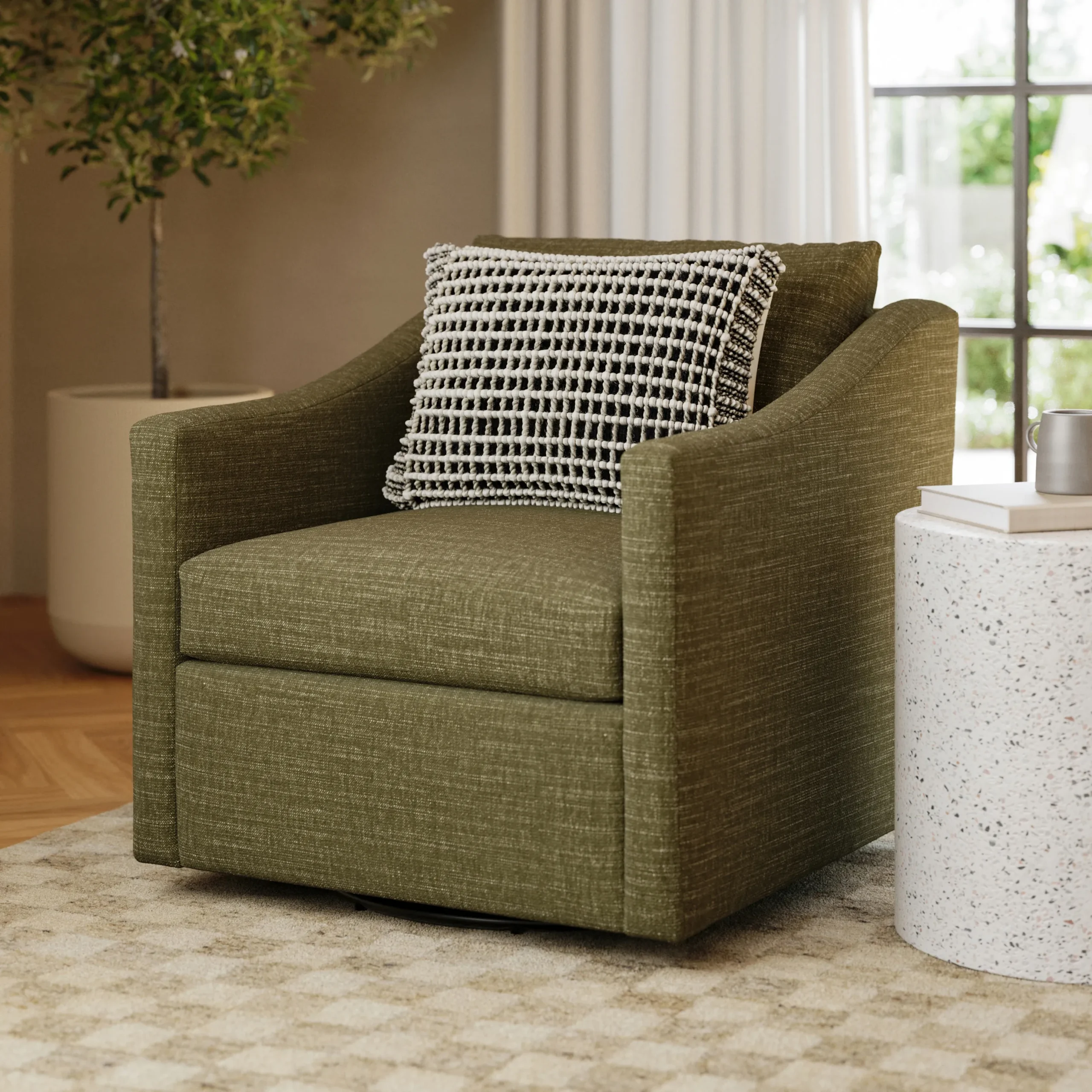 Landry 32.25_ Swivel Lounge Chair - Napa Moss