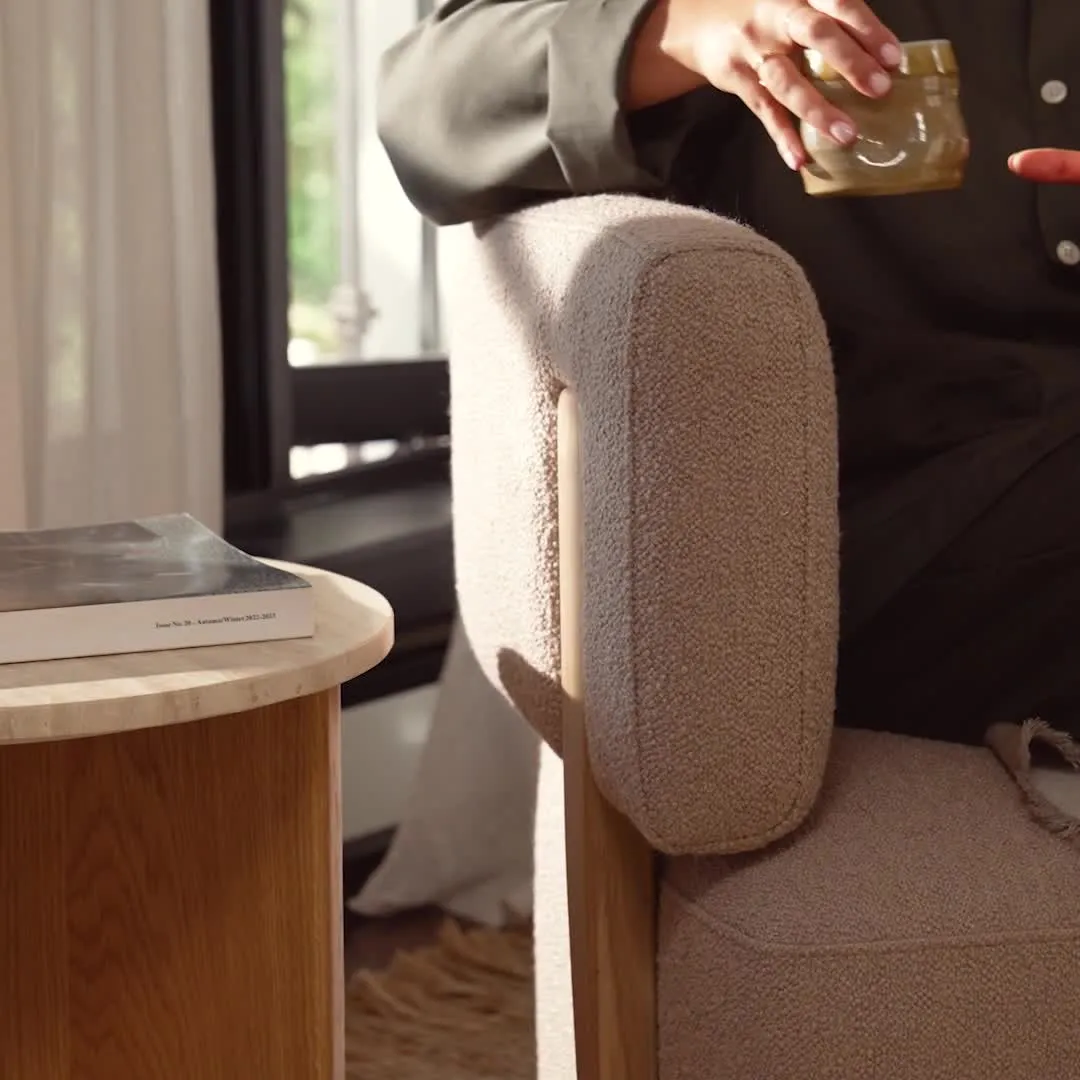 Julie 32_ Swivel Chair - Sandstone Wool Bouclé - Image 3