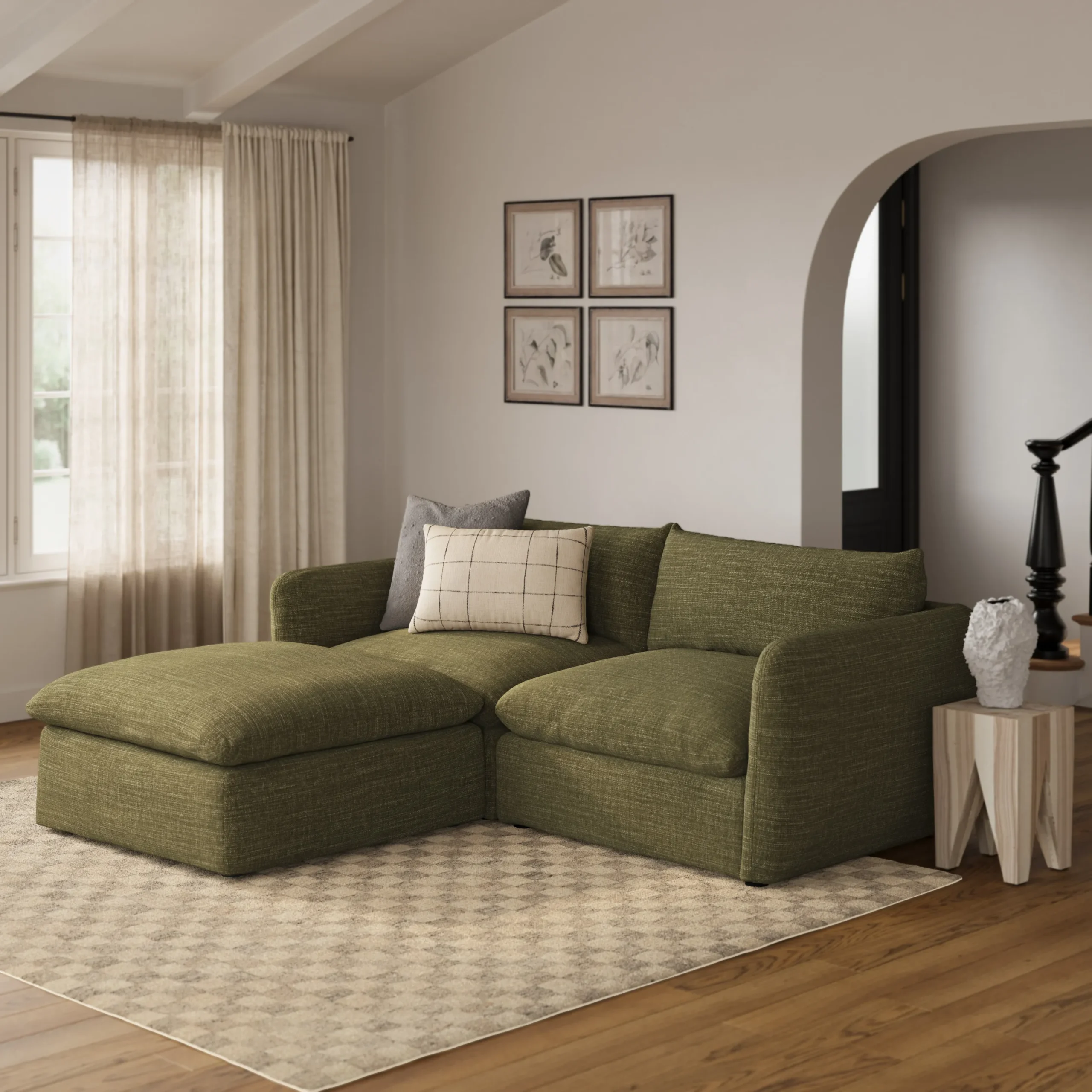 Leigh 92_ Modular Sectional - Napa Moss