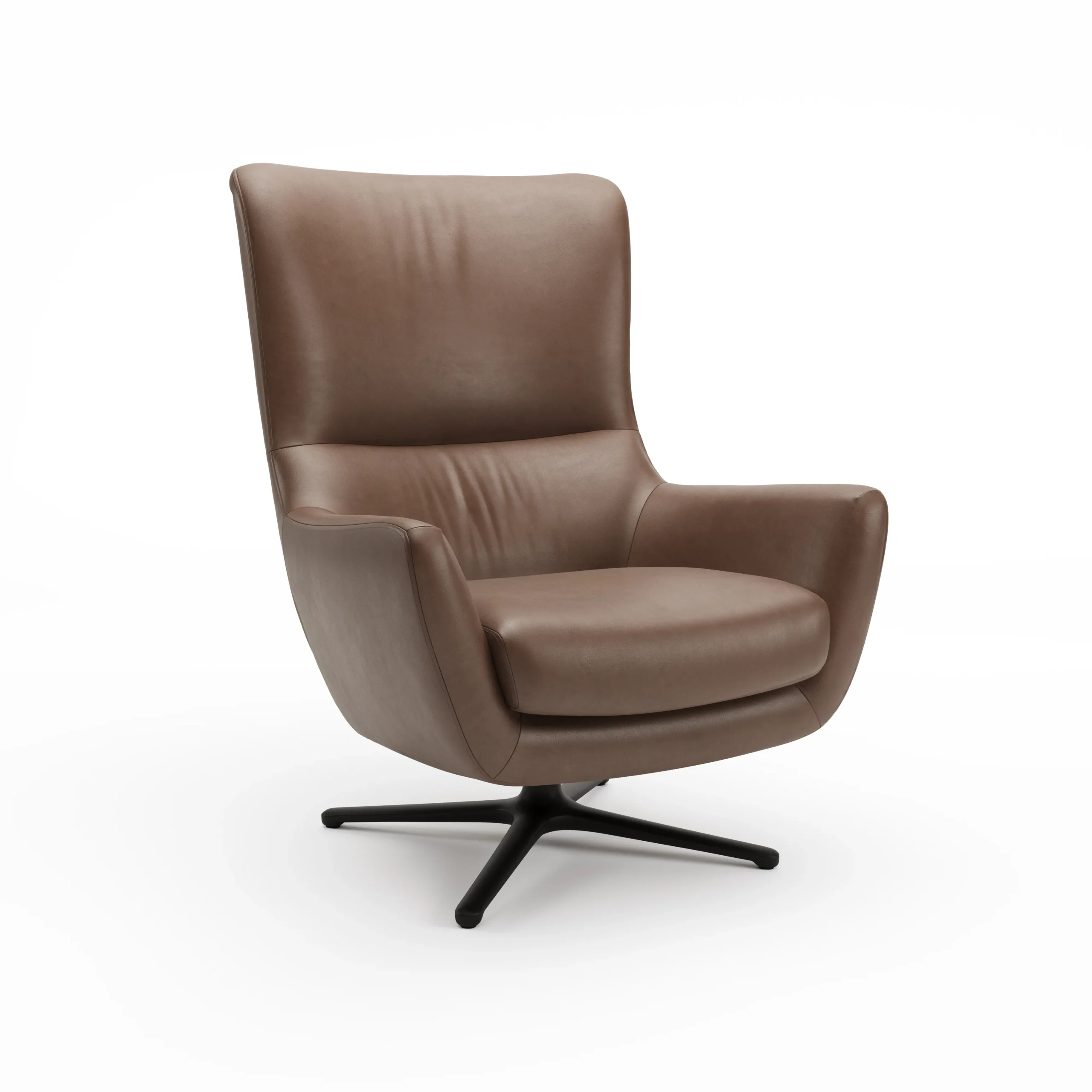 Agga 31_ Leather Swivel Lounge Chair - Charme Chocolat