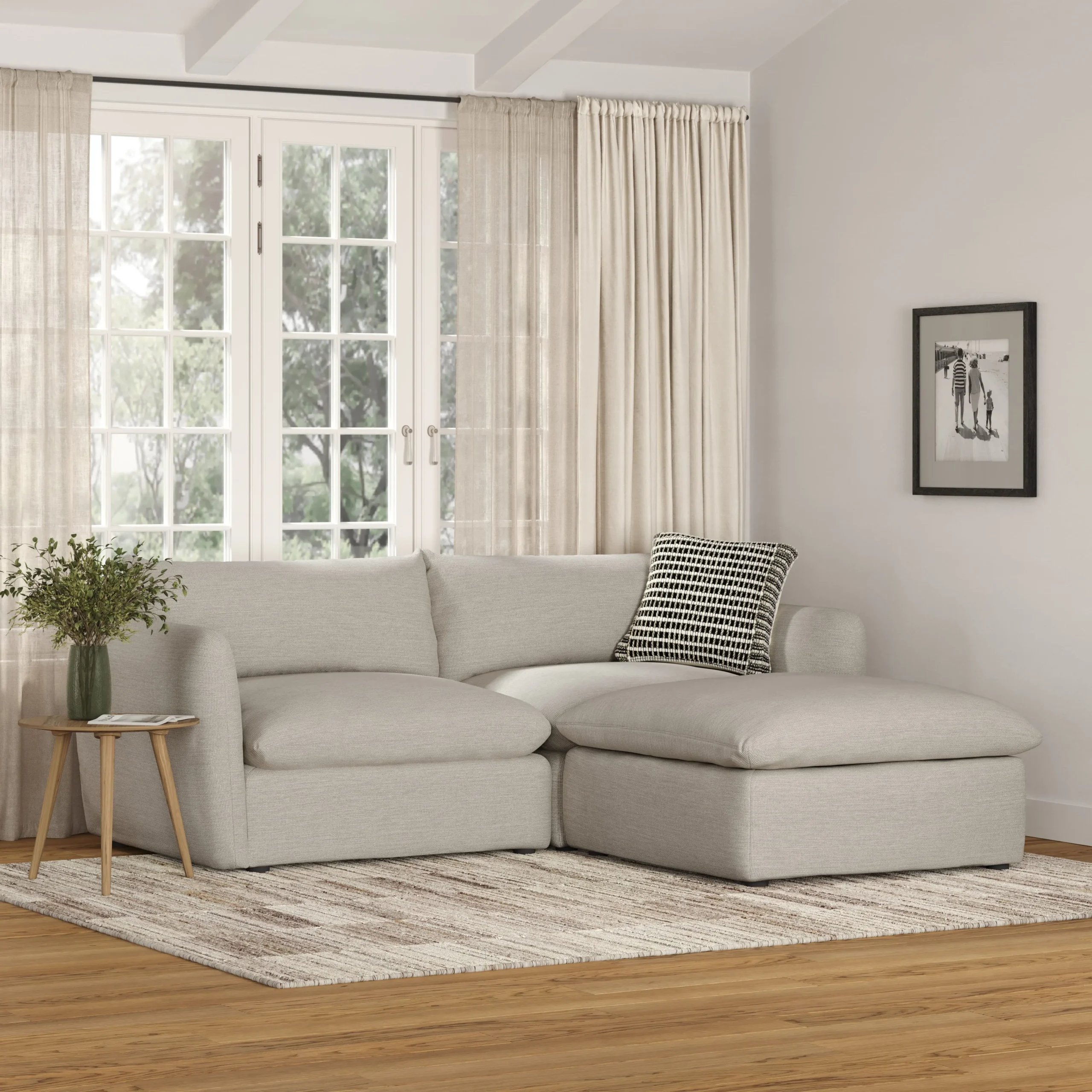 Leigh 92_ Modular Sectional - Silver Ivory