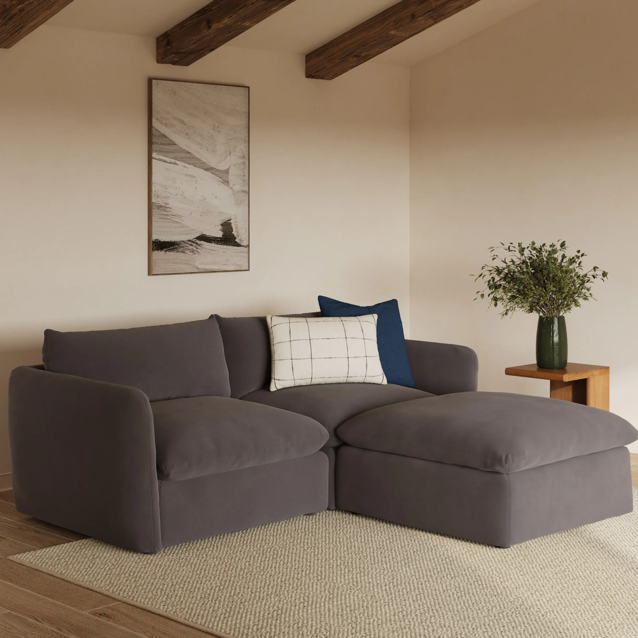 Leigh 92_ Velvet Modular Sectional - Hale Warm Gray