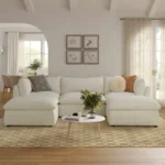 Leigh 121.5_ Modular 3-Seater U-Shaped Sectional - Ivory Wool Bouclé