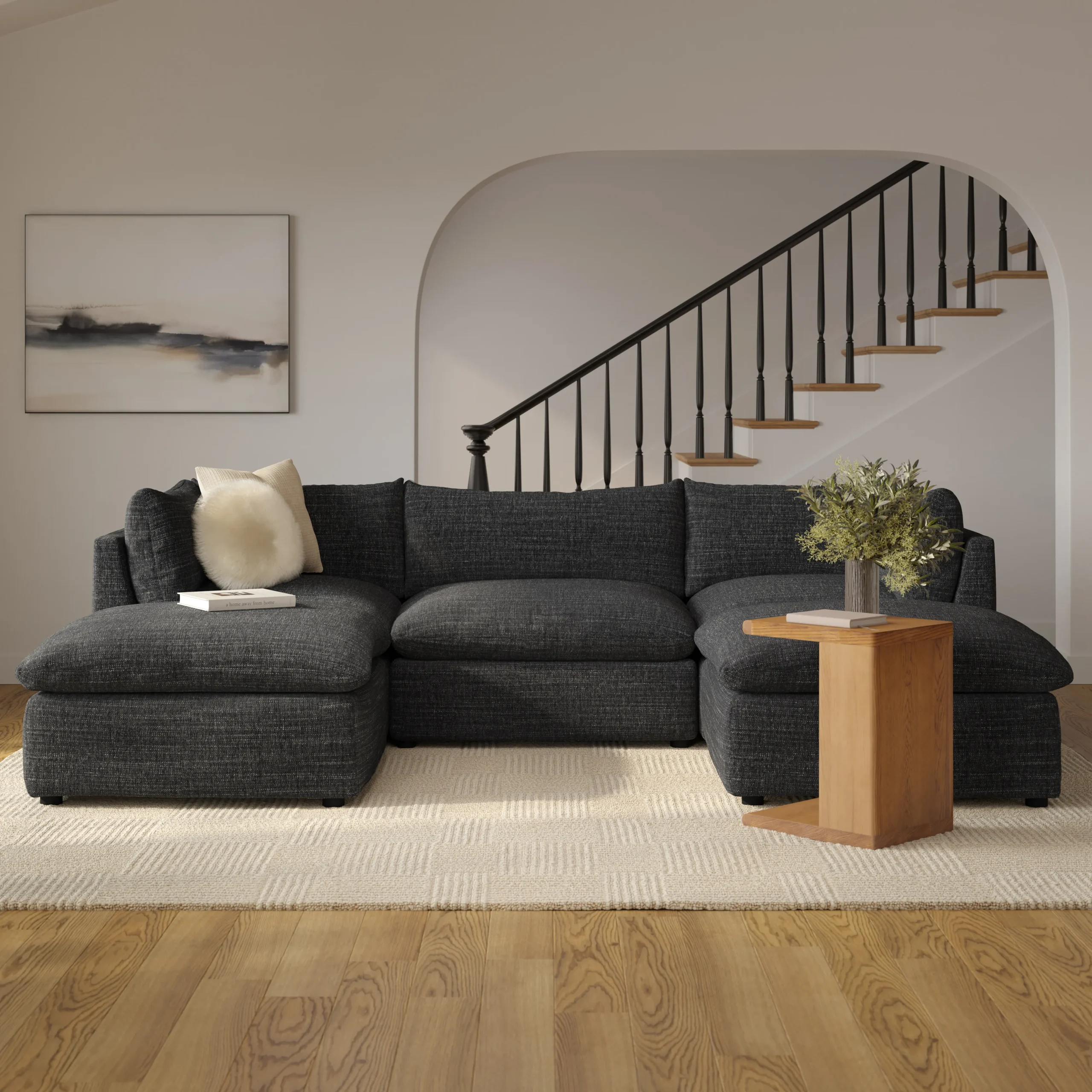 Leigh 121.5_ Modular 3-Seater U-Shaped Sectional - Napa Charcoal