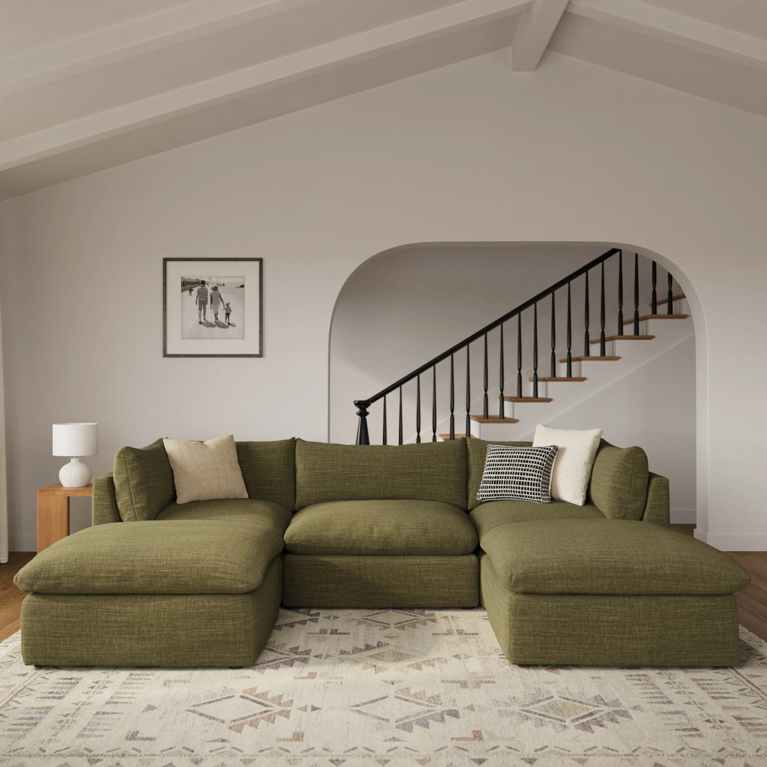 Leigh 121.5_ Modular 3-Seater U-Shaped Sectional - Napa Moss