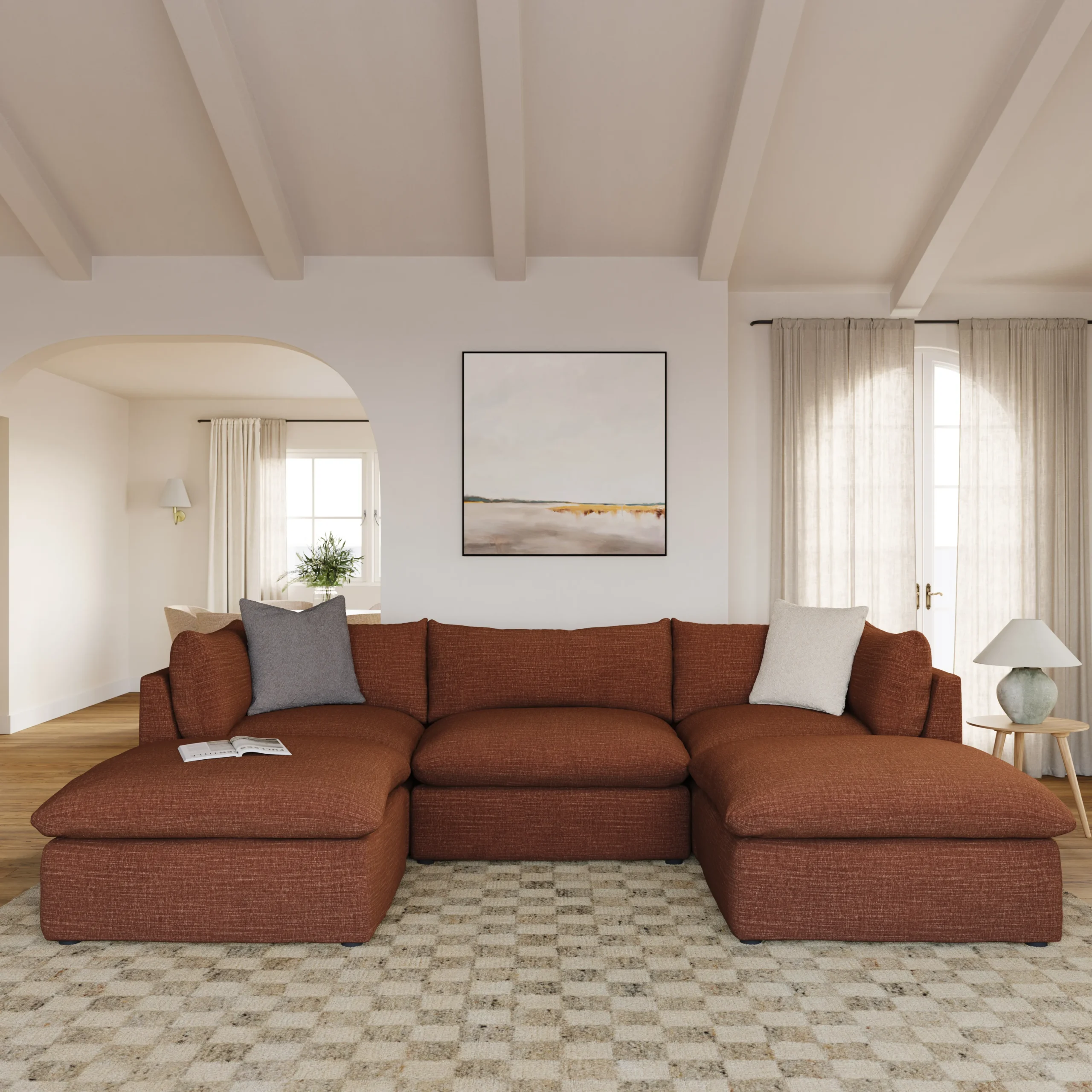 Leigh 121.5_ Modular 3-Seater U-Shaped Sectional - Napa Rust
