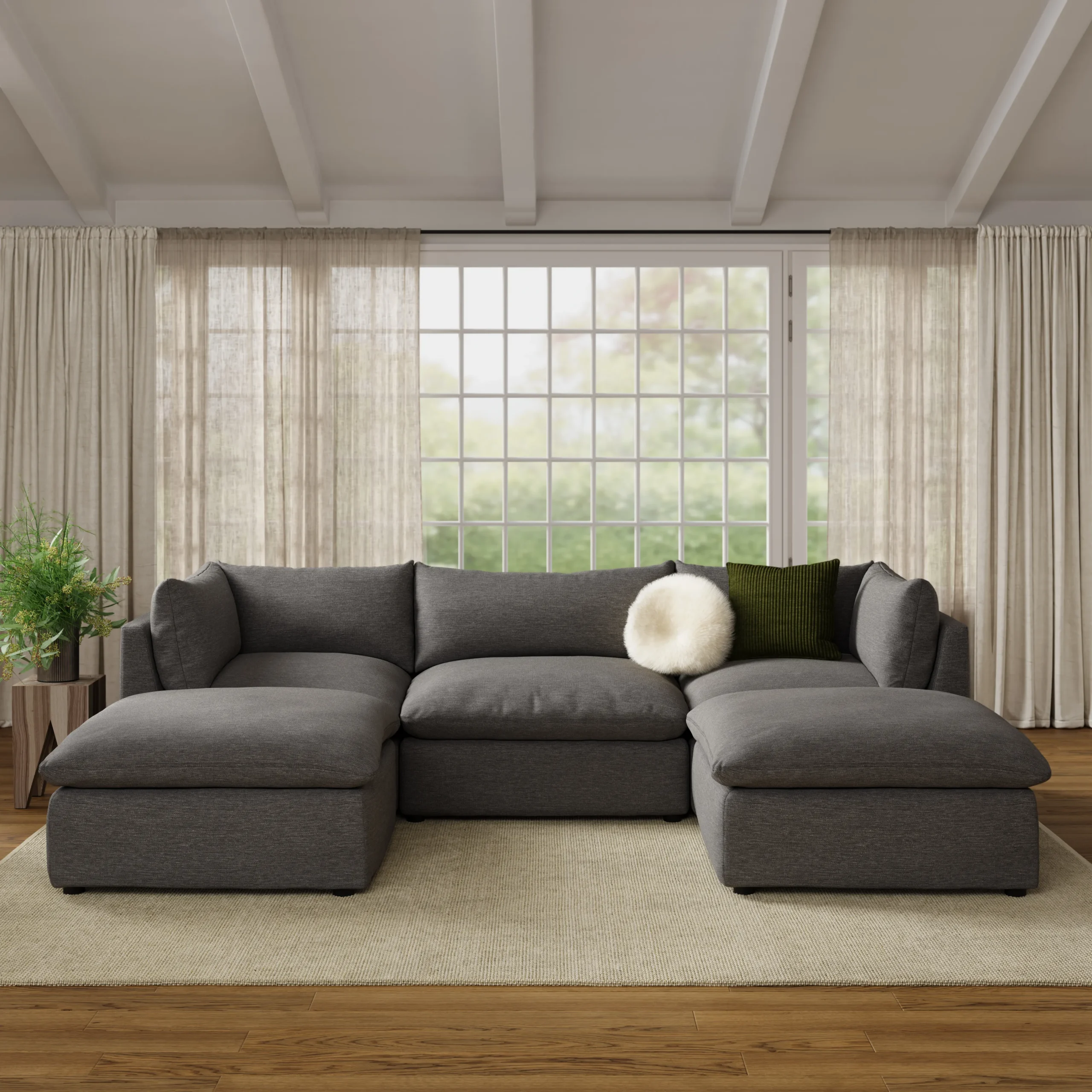 Leigh 121.5_ Modular 3-Seater U-Shaped Sectional - Silver Gray
