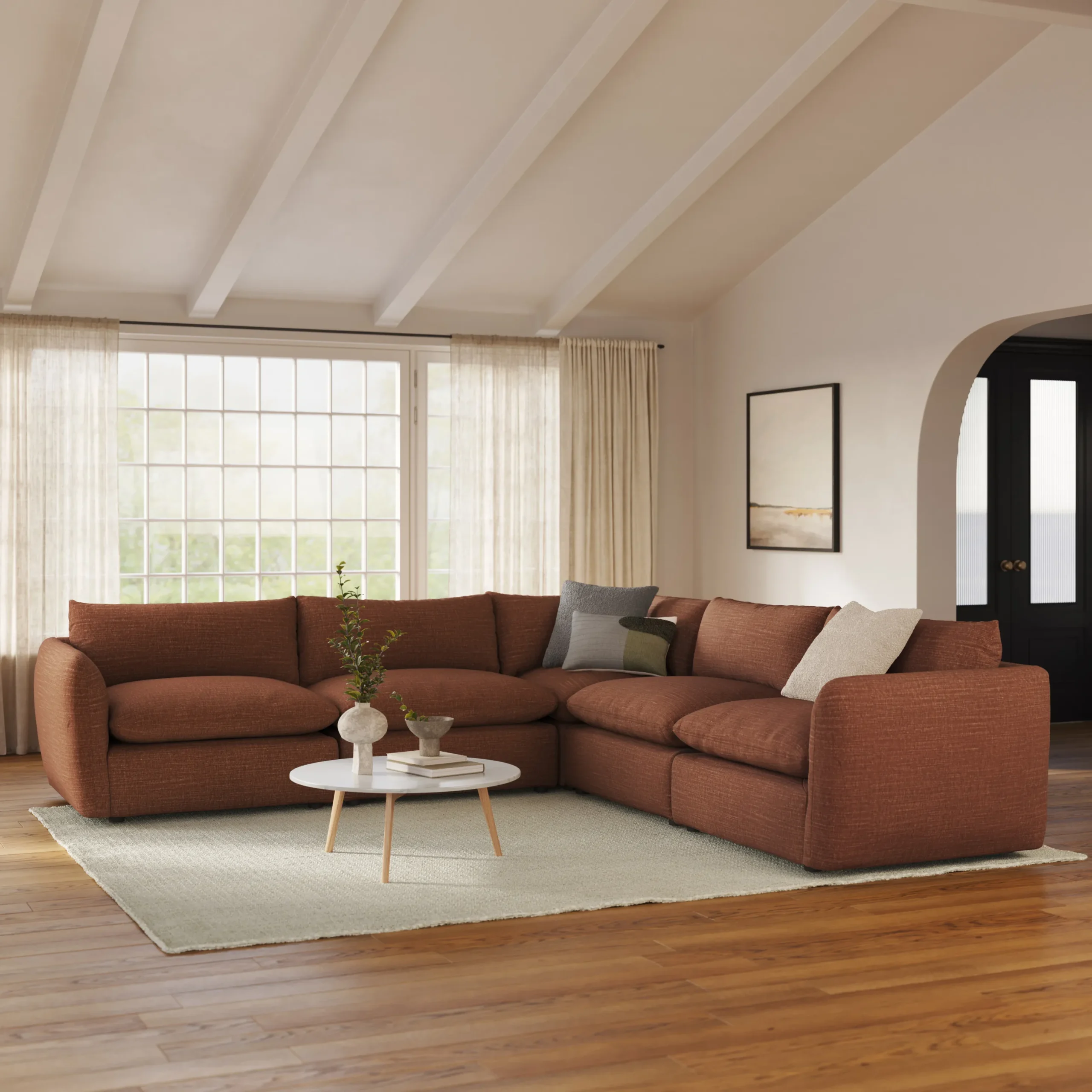 Leigh 126_ Modular Corner Sectional - Napa Rust