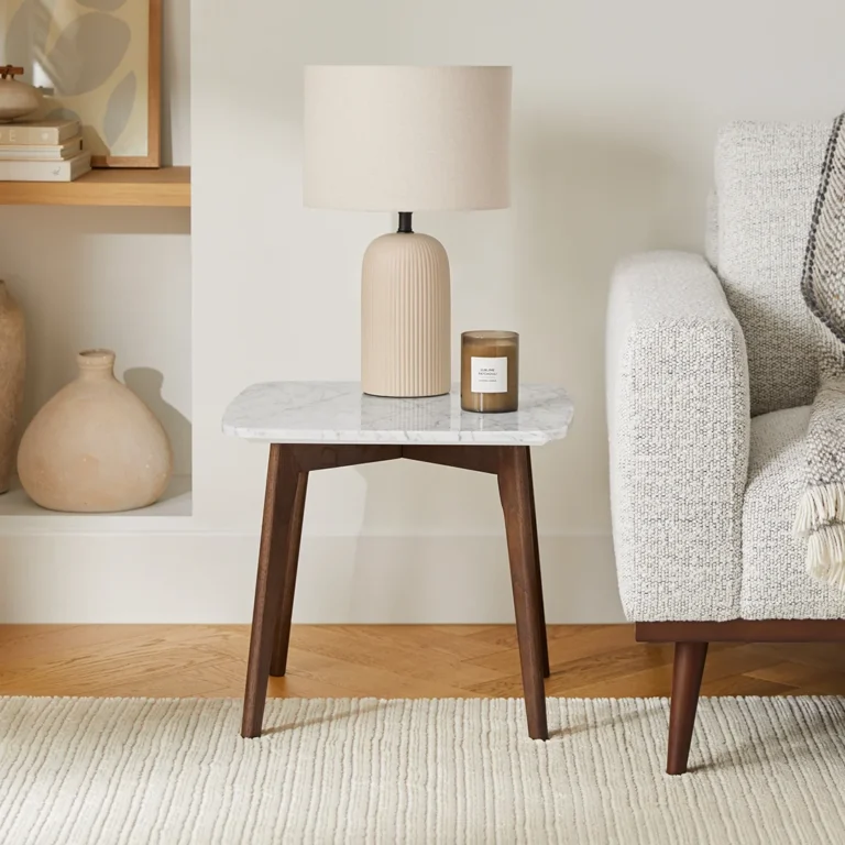 Vena Marble Square Side Table - Walnut