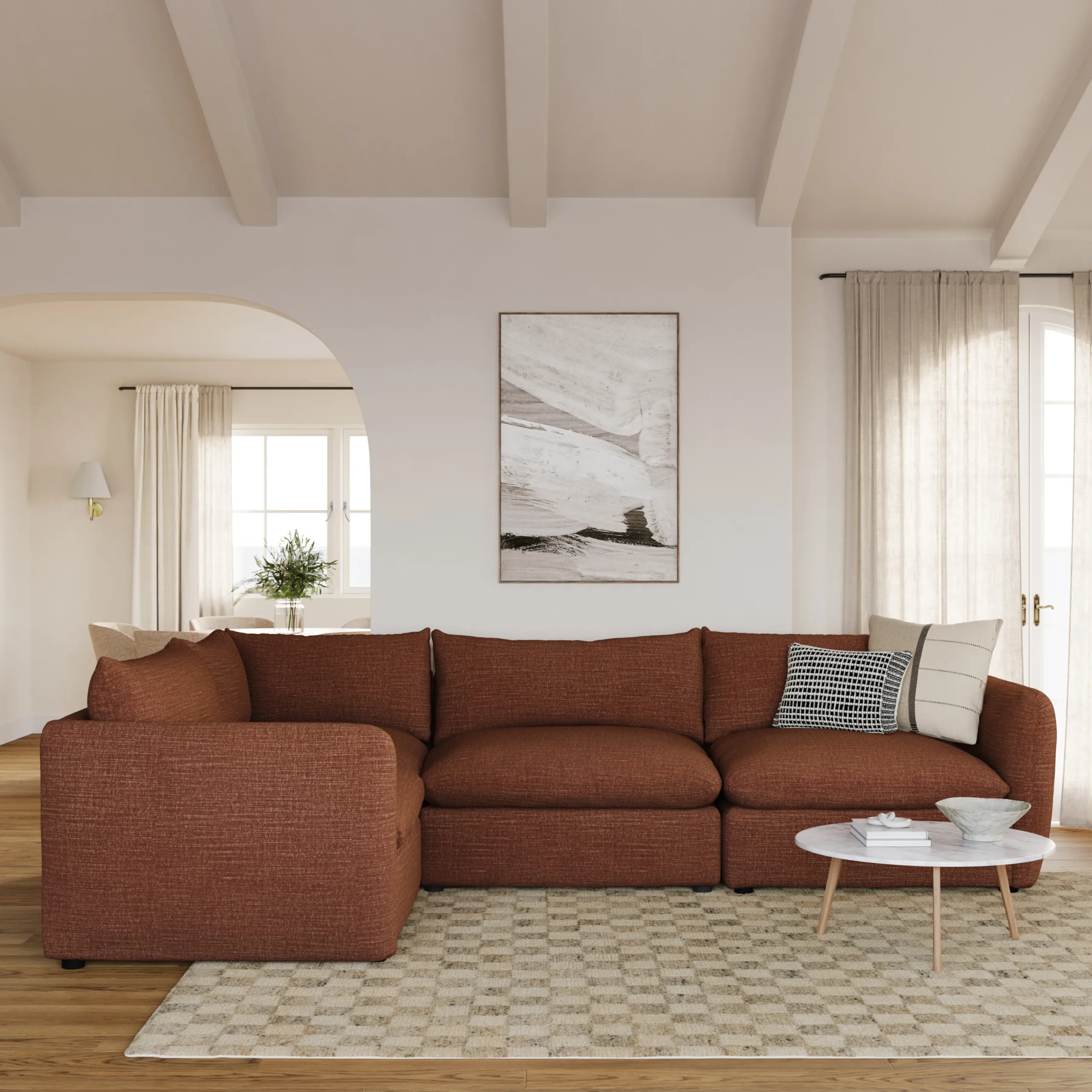 Leigh 126_ Modular L Sectional - Napa Rust