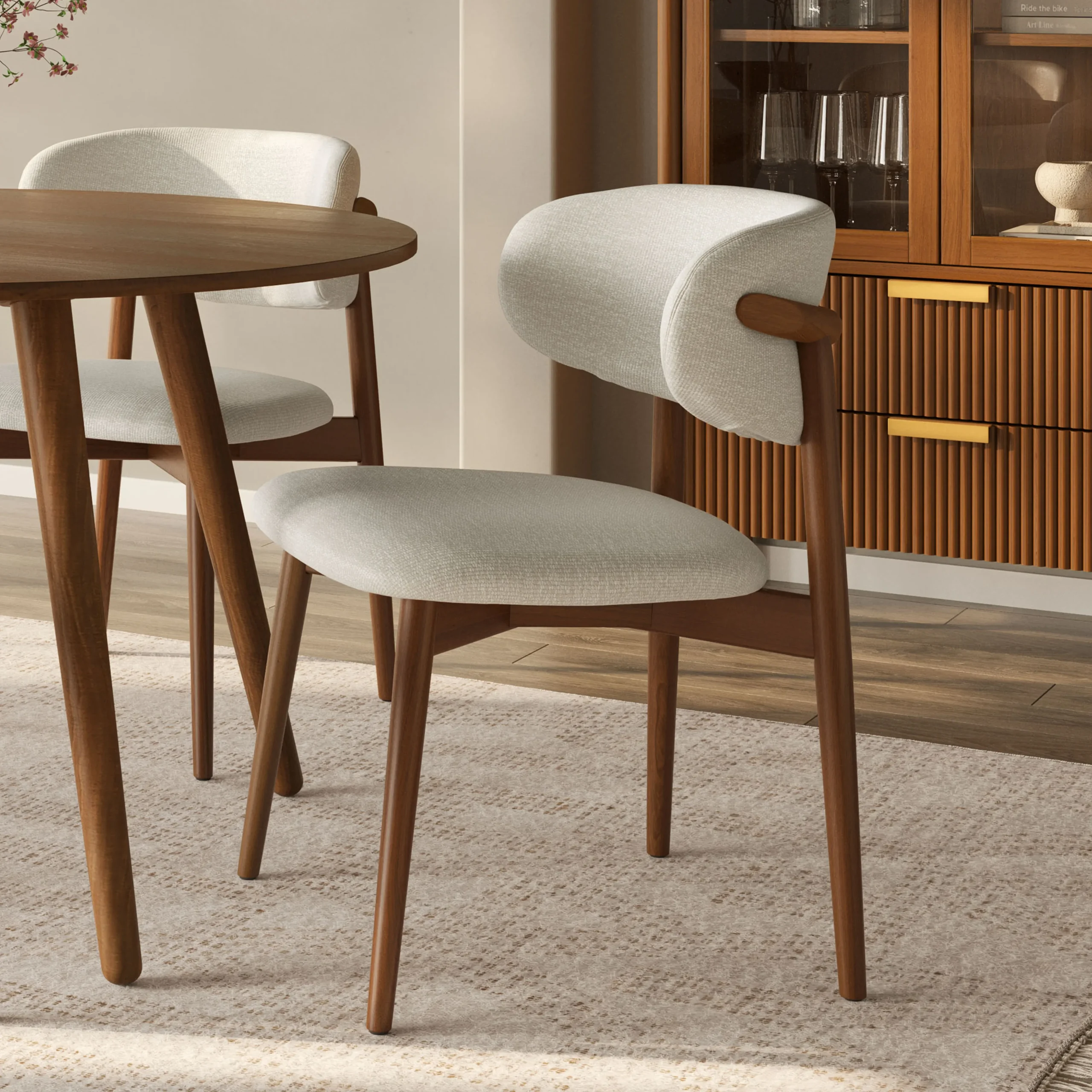 Odin Dining Chair - Walnut and Camelia Ivory - Image 2