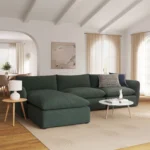 Leigh 131.5_ Modular Sectional - Green Wool Bouclé