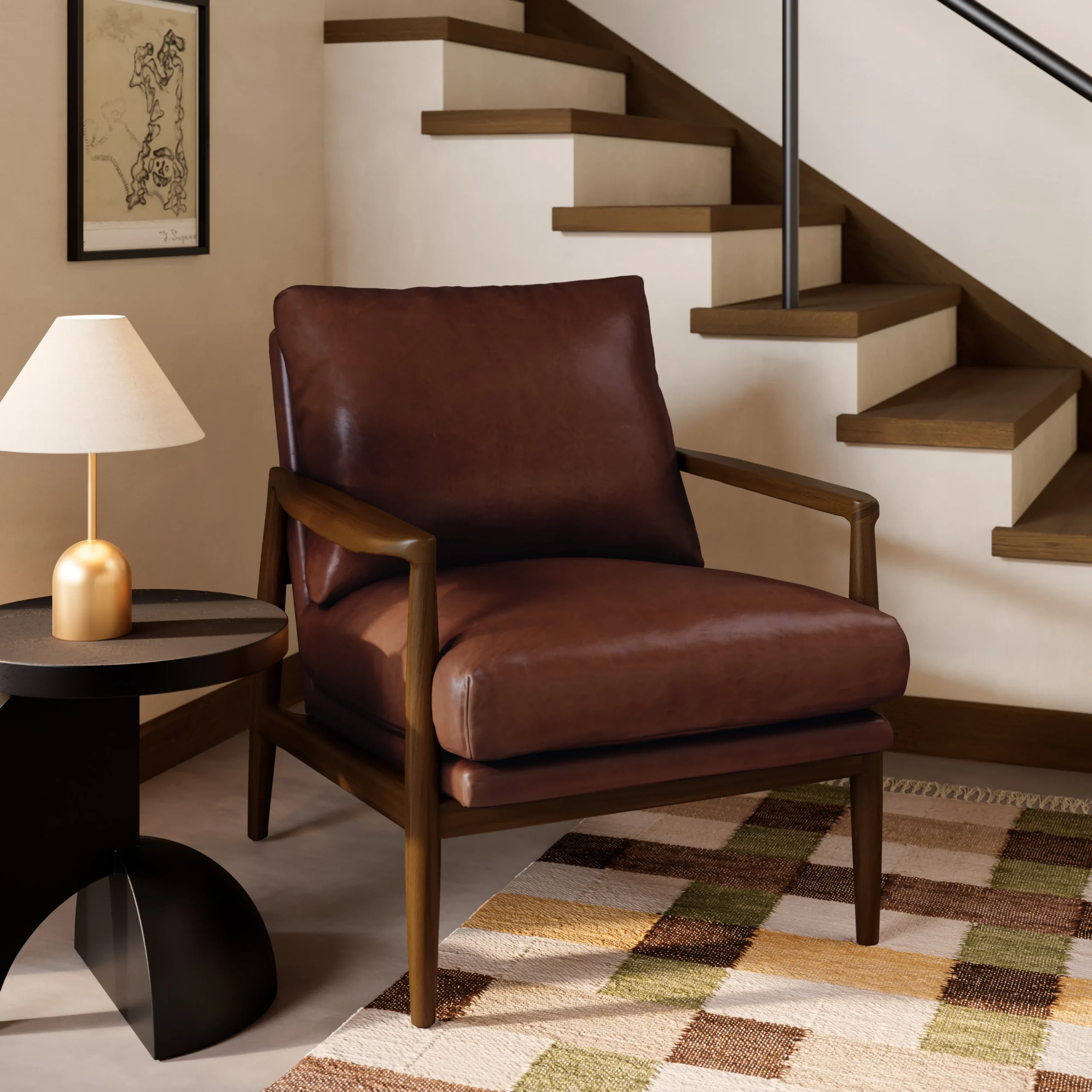 Bavel 28.5_ Leather Lounge Chair - Indiana Brown