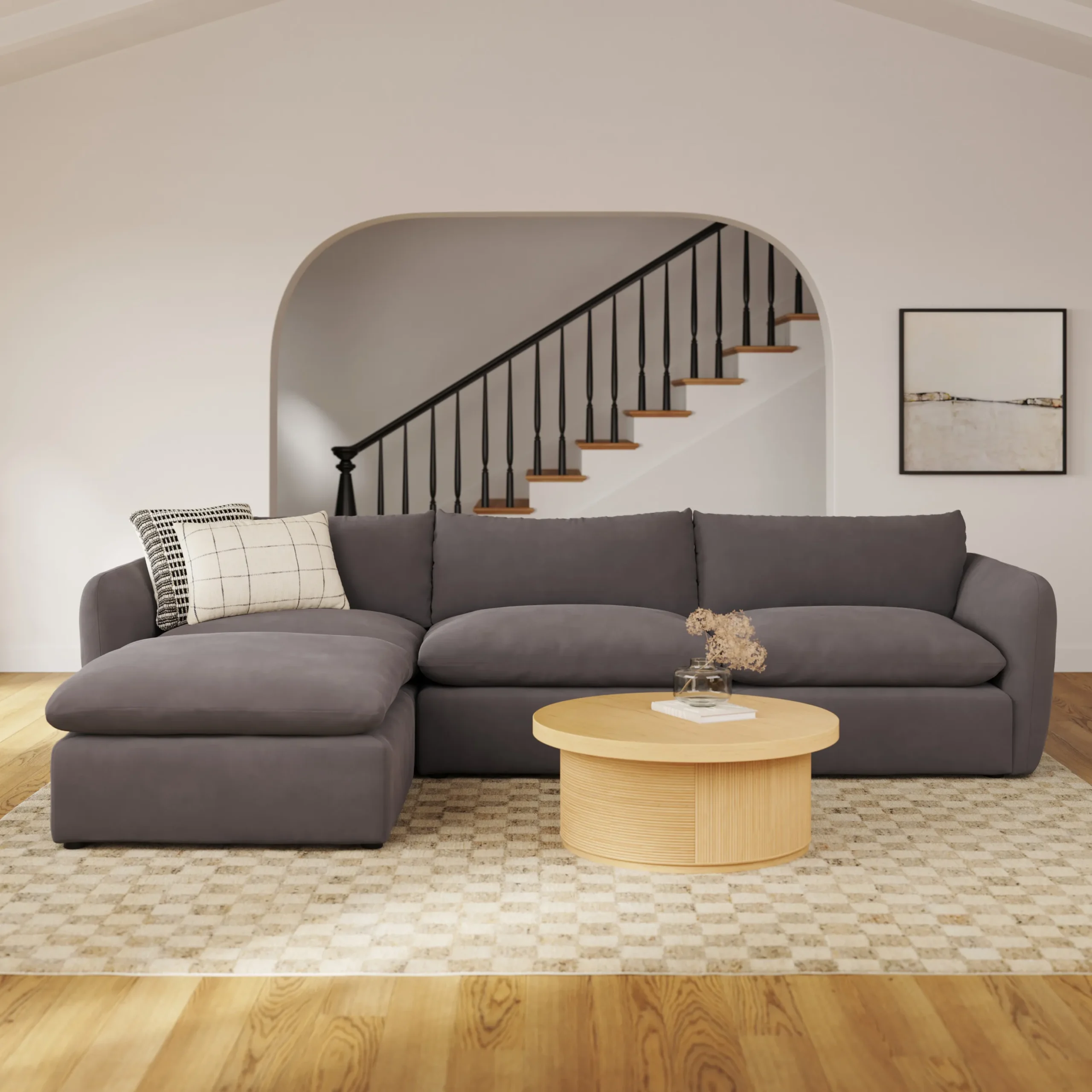 Leigh 131.5_ Velvet Modular Sectional - Hale Warm Gray