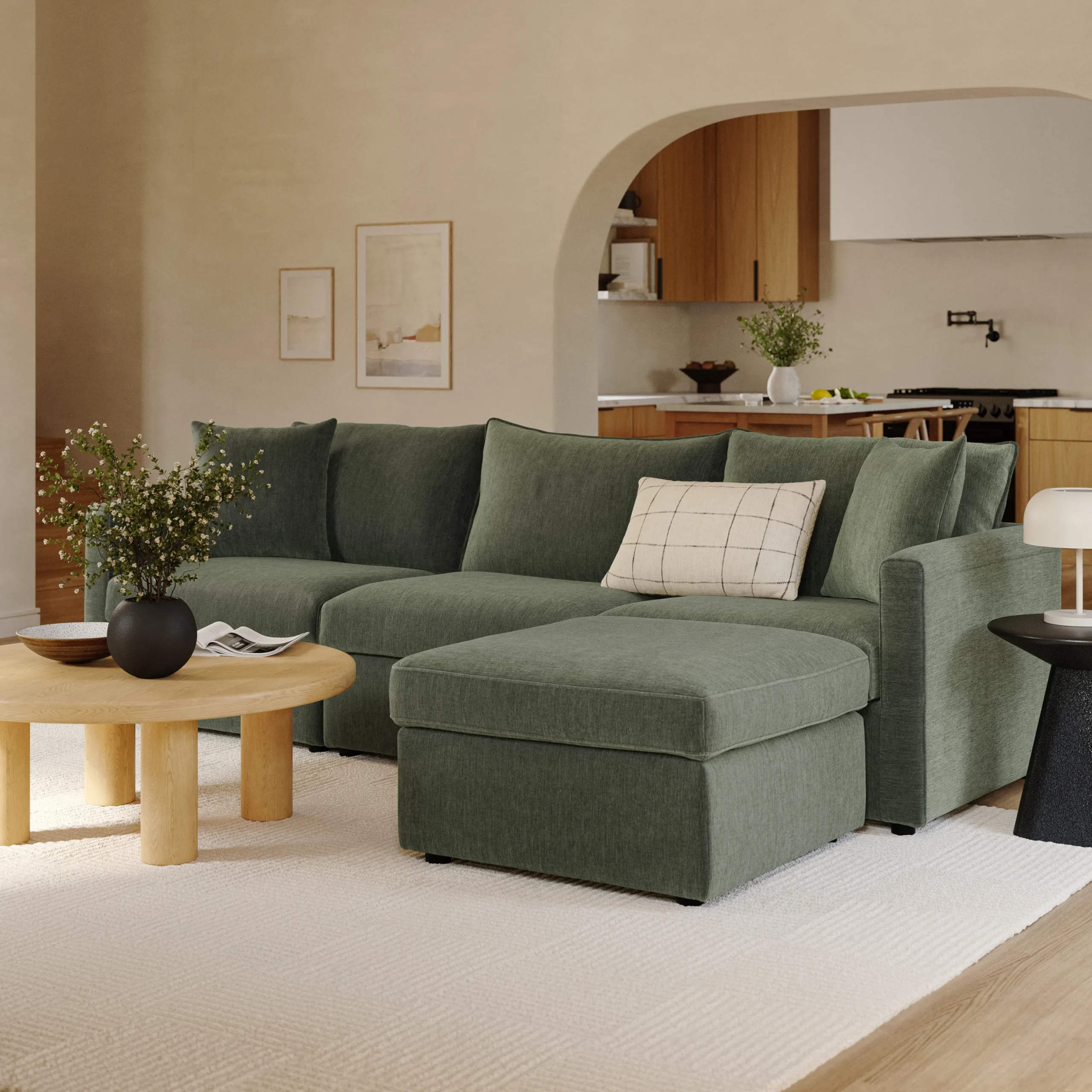 Lenae 104.5_ Reversible Modular Sectional - Eleos Green