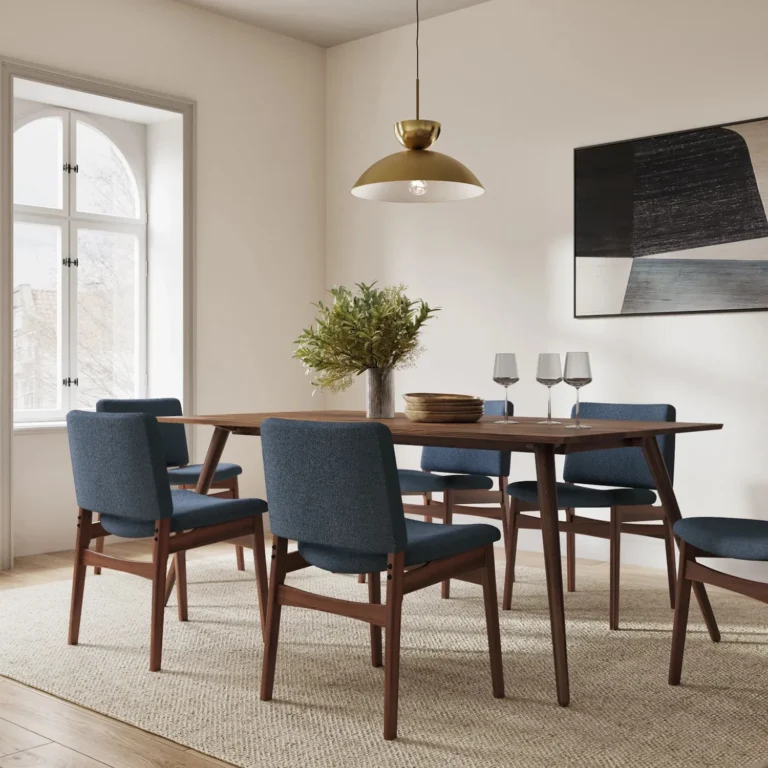 Nosh Dining Chair - Walnut and Denim Blue