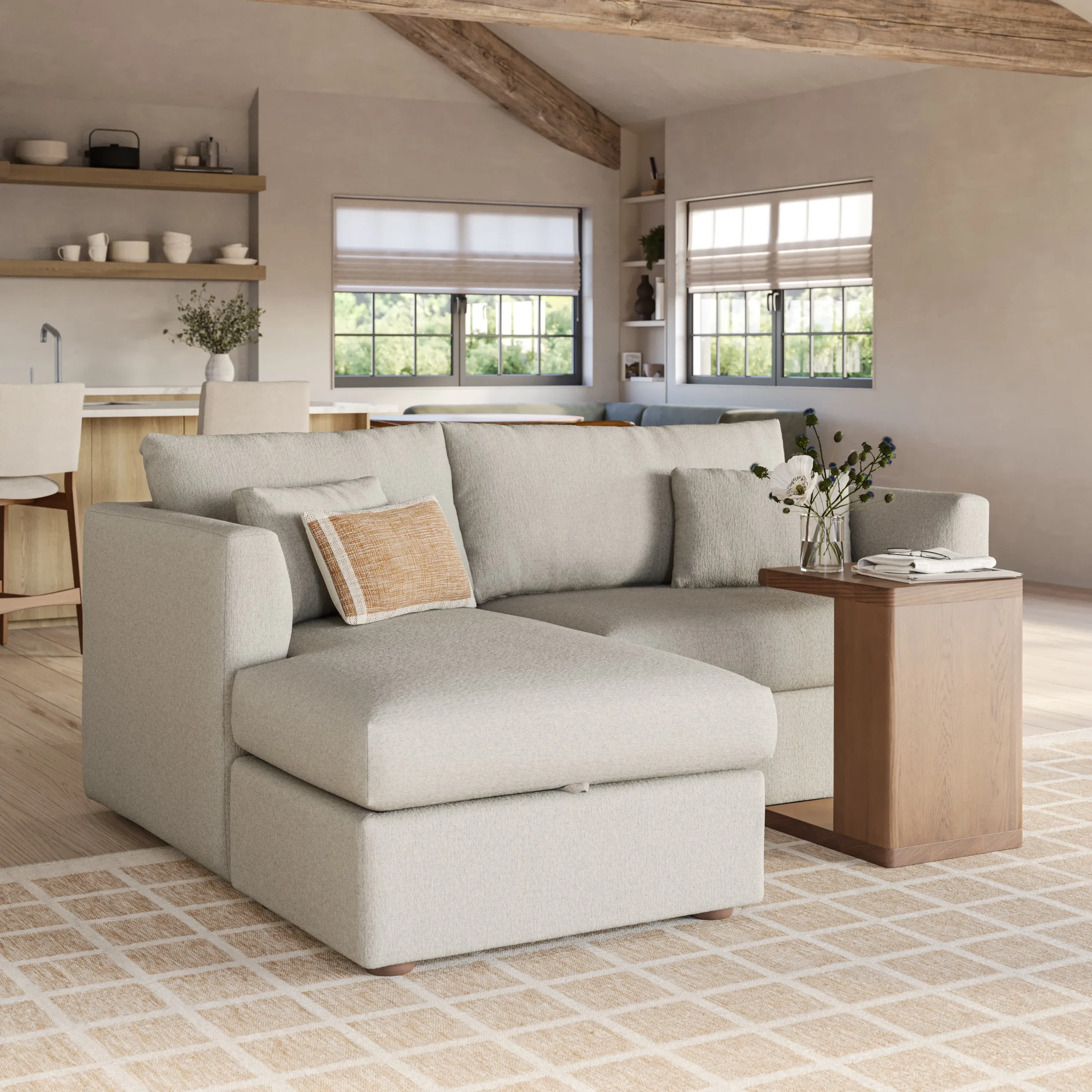 Marina 80_ Reversible Storage Sectional - Clover Ivory