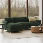 Vati 114_ Left Storage Sleeper Sectional - Natural Oak and Green Wool Bouclé