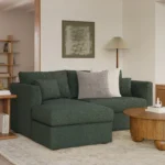 Marina 80_ Reversible Storage Sectional - Green Wool Bouclé