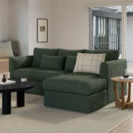 Marina 90_ Reversible Storage Sectional - Green Wool Bouclé