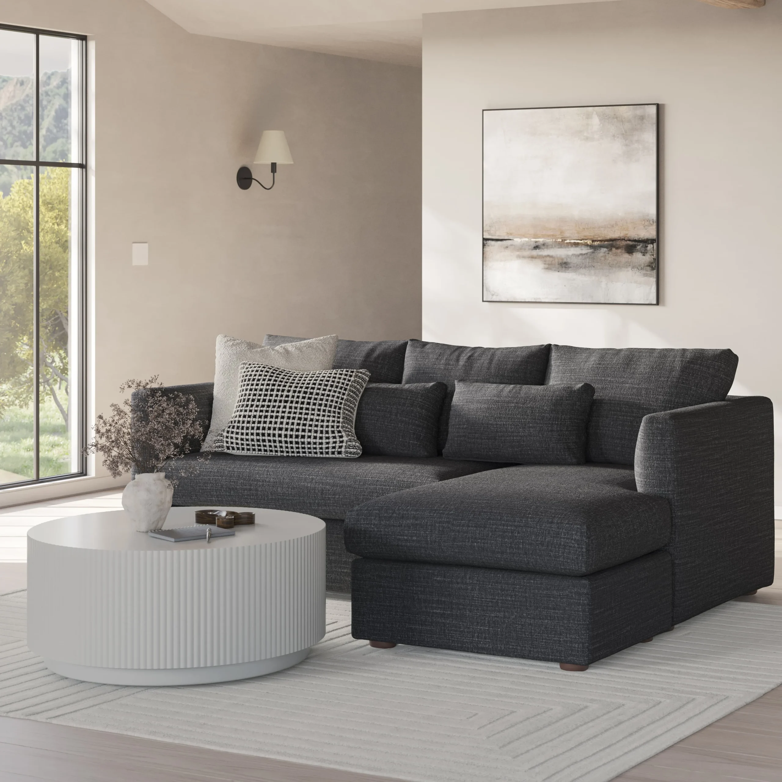 Marina 90_ Reversible Storage Sectional - Napa Charcoal