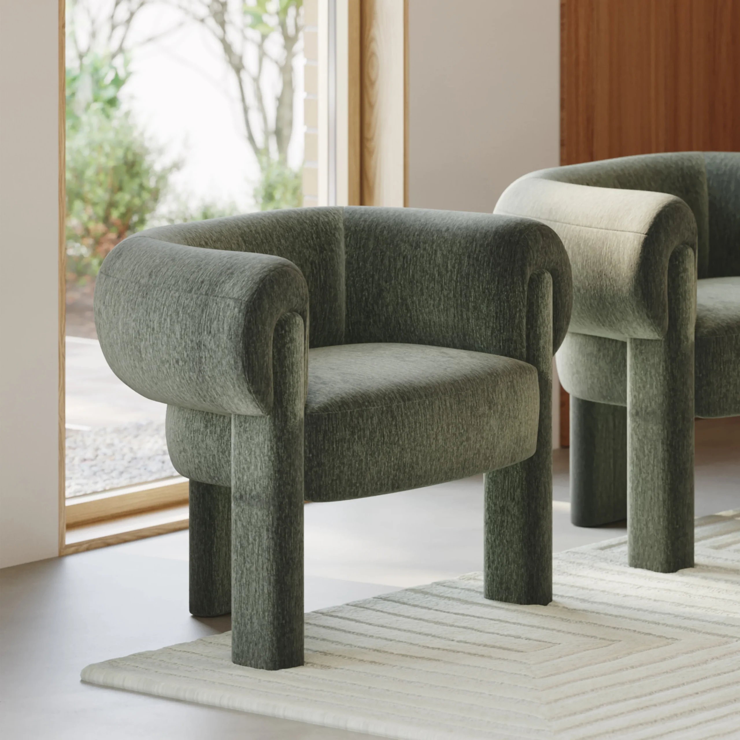 Everse 33.5_ Velvet Lounge Chair - Melange Green