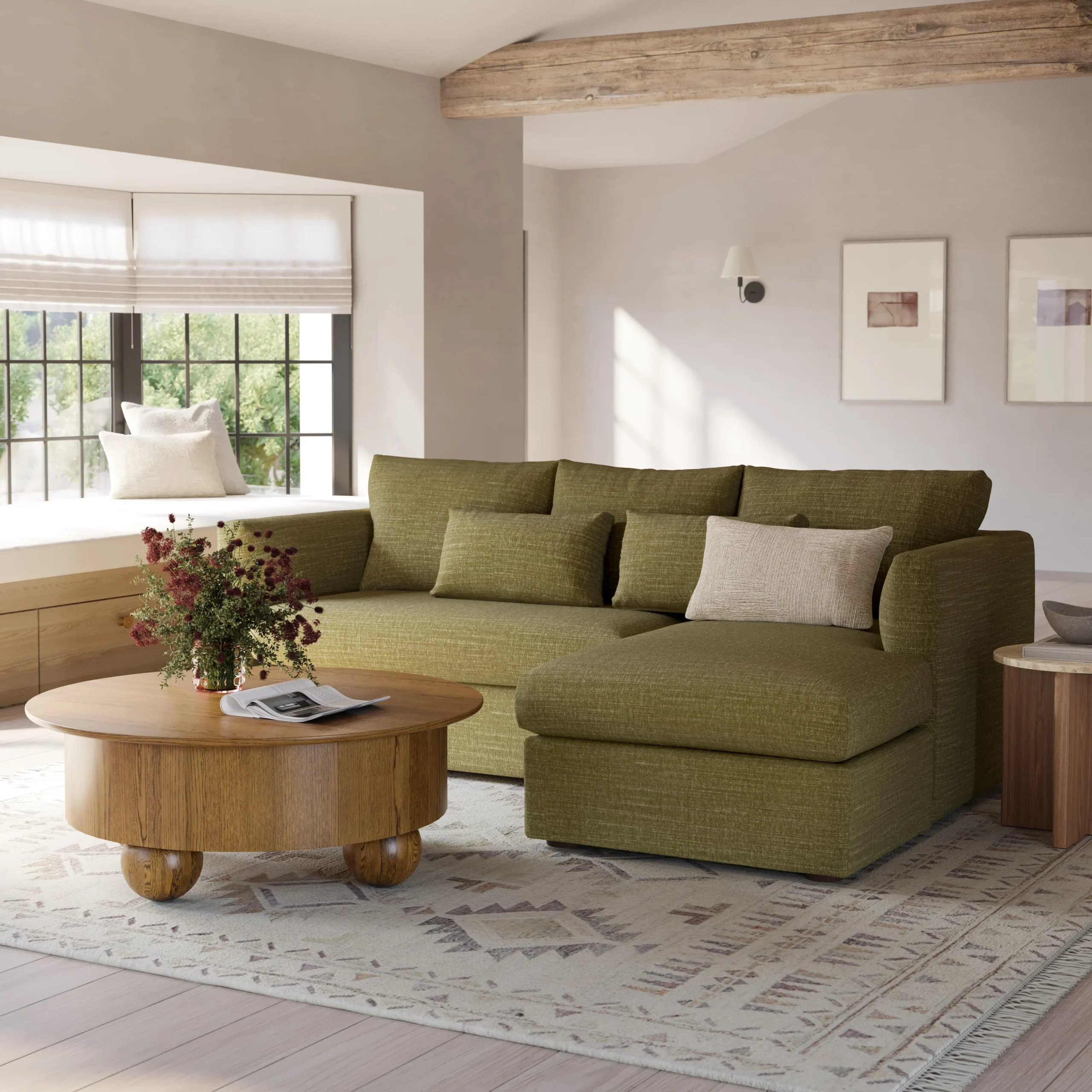Marina 90_ Reversible Storage Sectional - Napa Moss