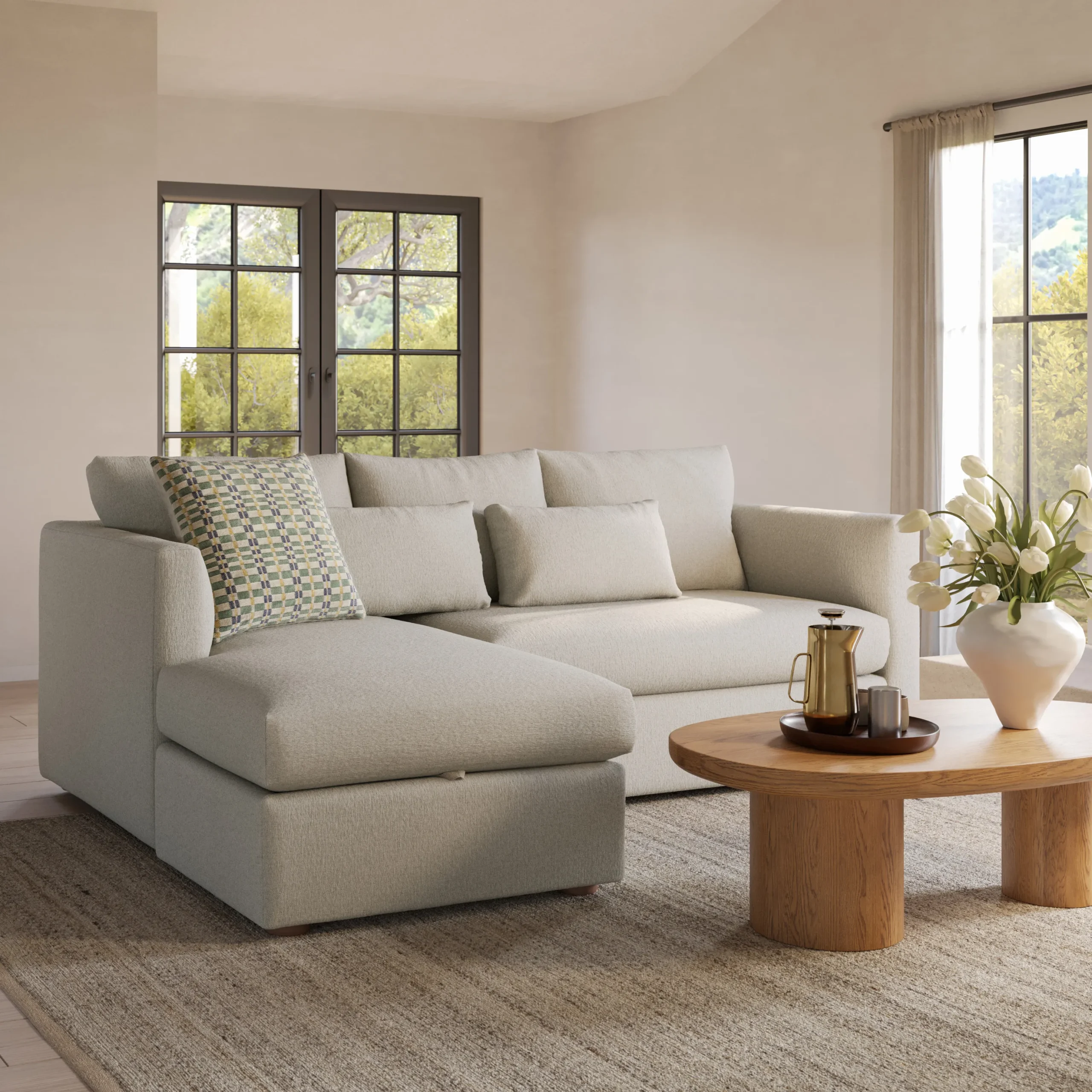 Marina 90_ Reversible Storage Sleeper Sectional - Clover Ivory
