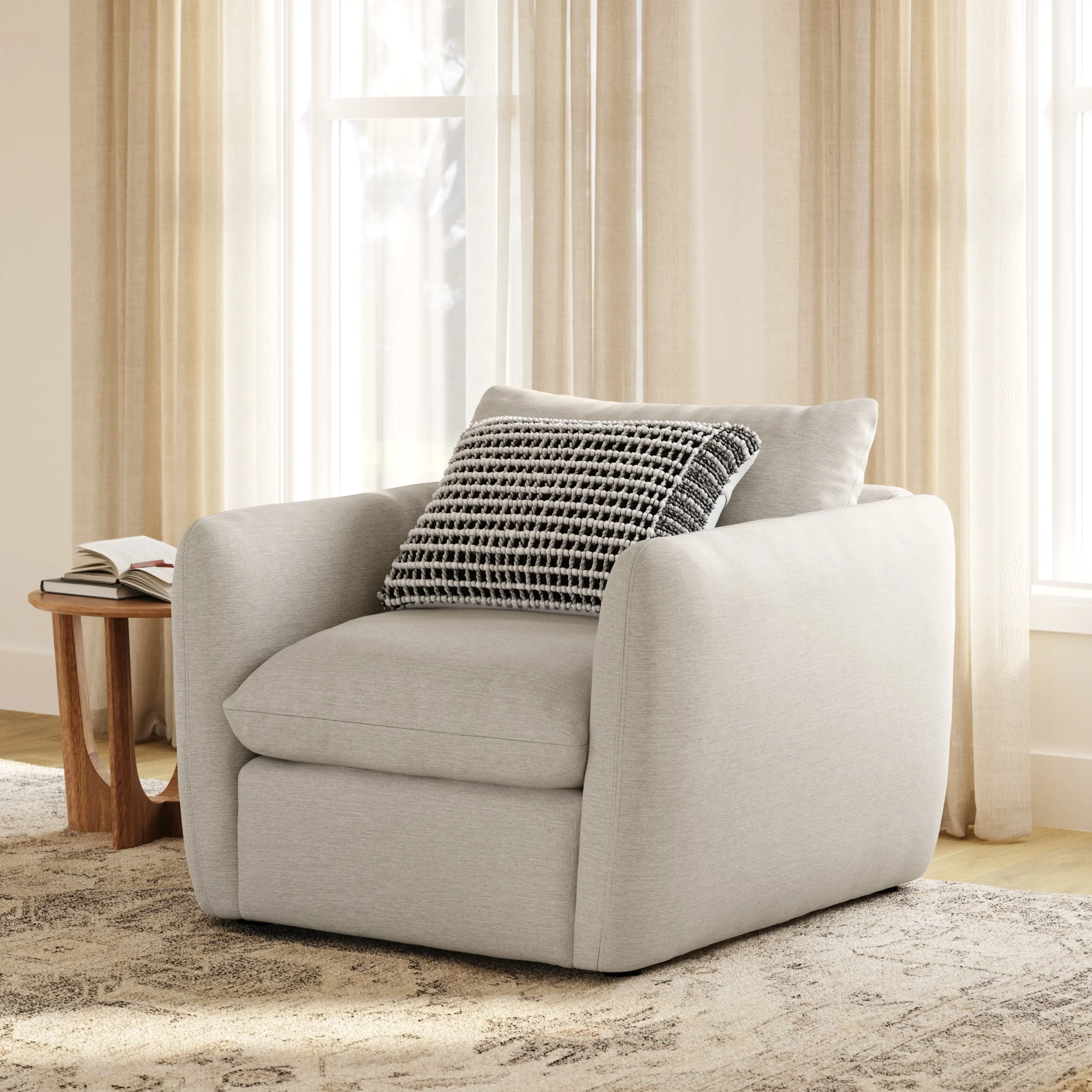 Leigh 42_ Lounge Chair - Silver Ivory