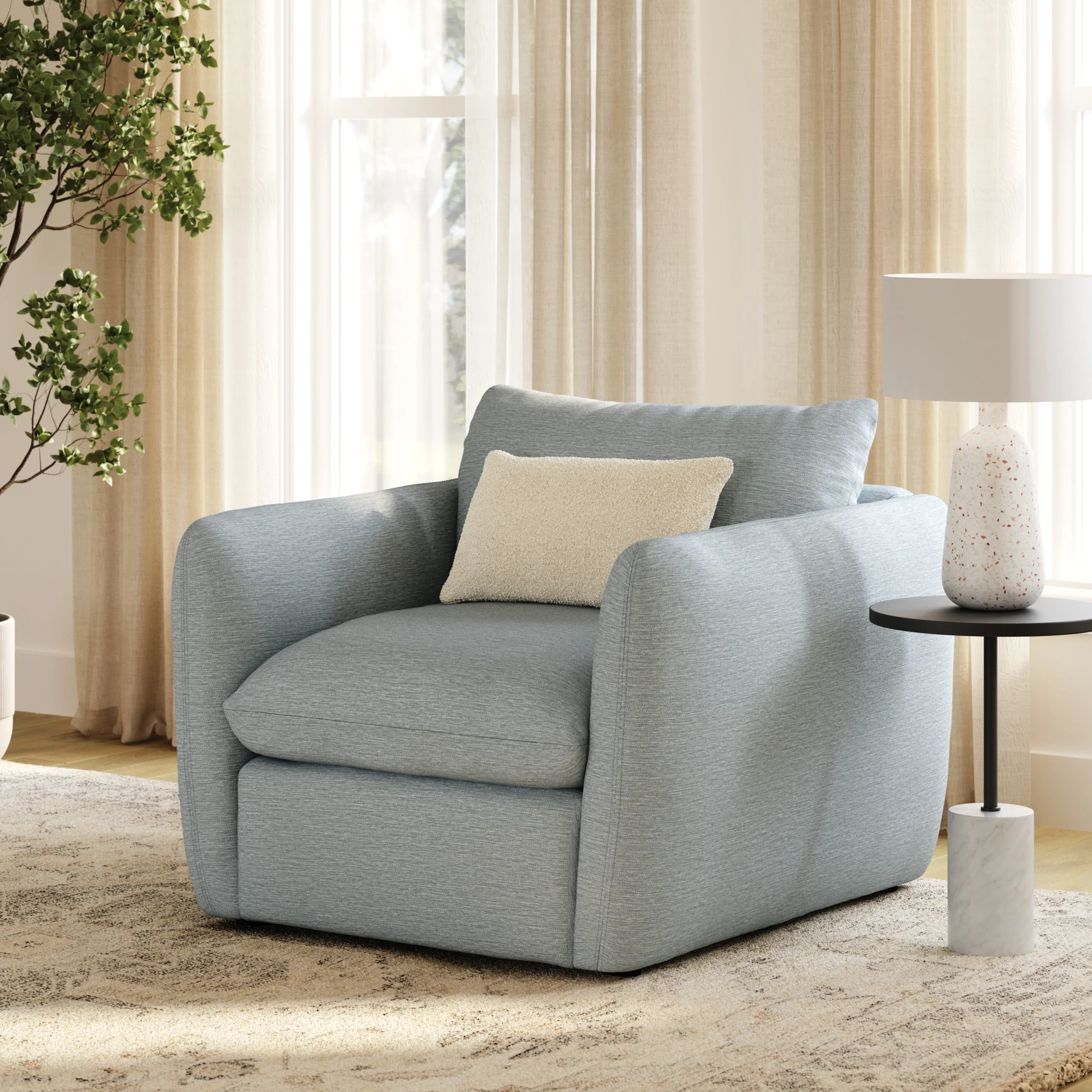Leigh 42_ Lounge Chair - Silver Light Blue