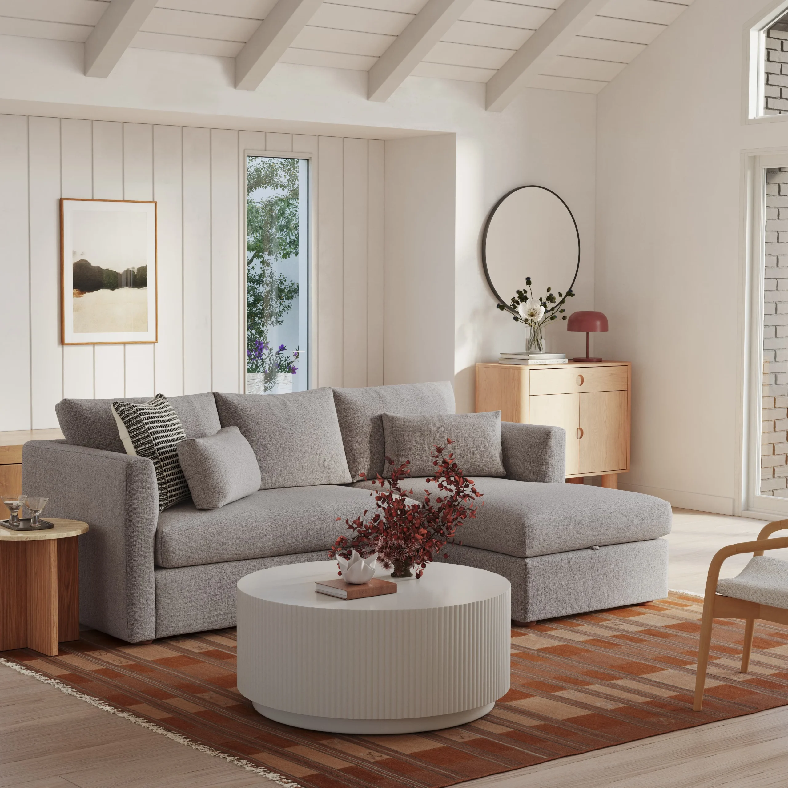 Marina 90_ Reversible Storage Sleeper Sectional- Hestia Gray