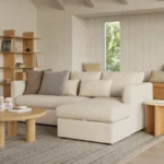 Marina 90_ Reversible Storage Sleeper Sectional - Ivory Wool Bouclé