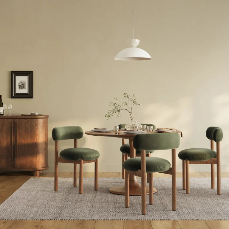 Munk Velvet Dining Chair - Smoked Oak and Hale Fir Green