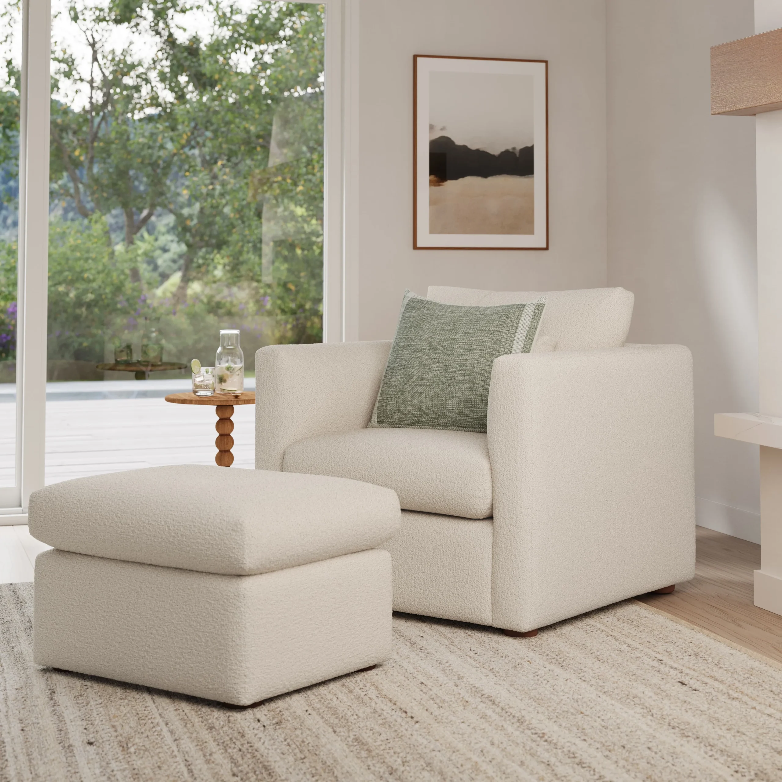 Marina 38_ Lounge Chair - Ivory Wool Bouclé