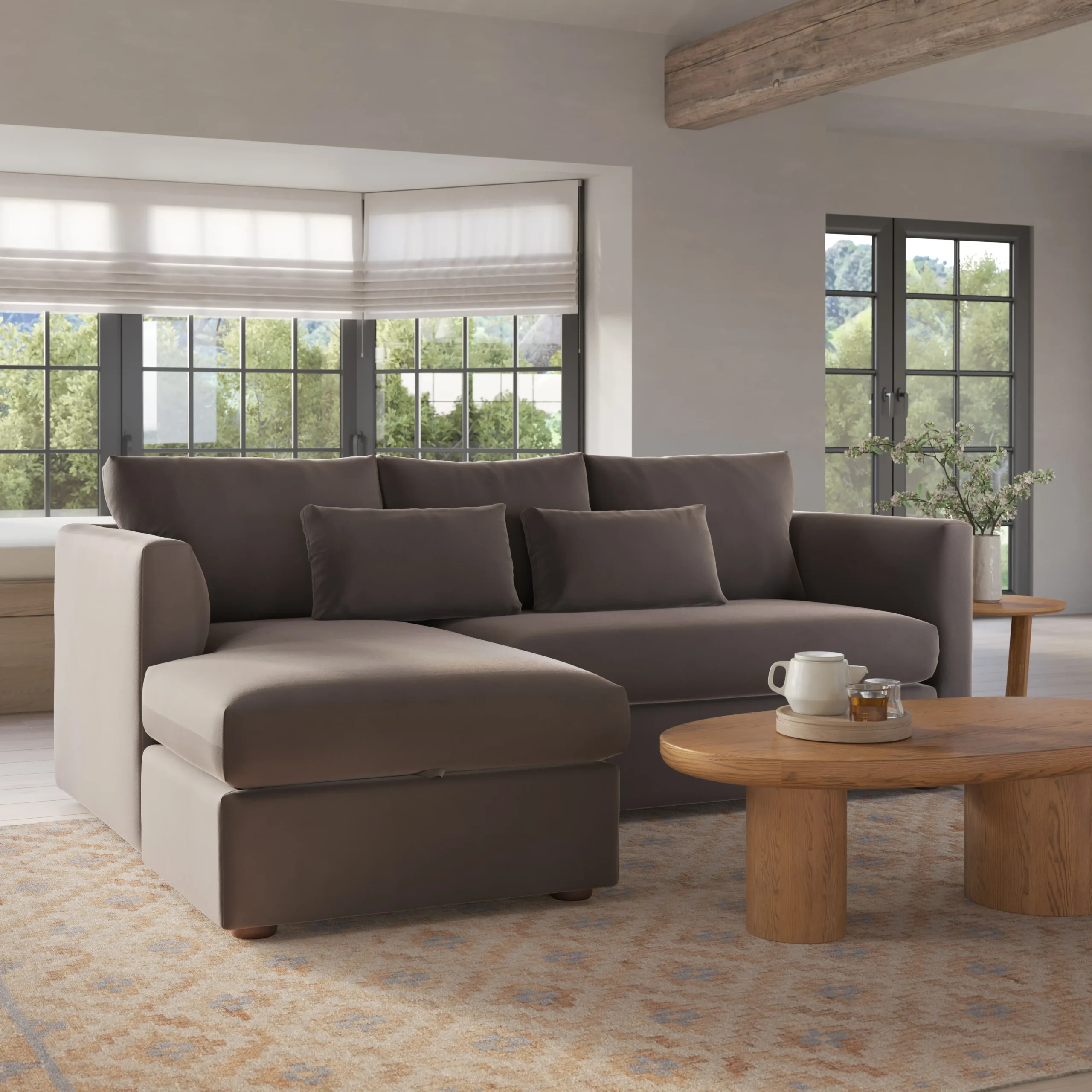 Marina 90_ Velvet Reversible Storage Sleeper Sectional - Hale Warm Gray