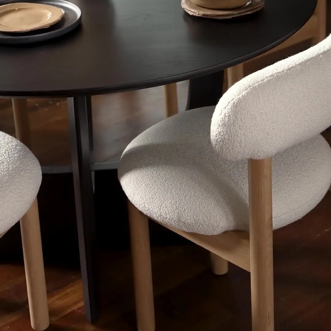 Munk Dining Chair - White Oak and Ivory Wool Bouclé - Image 2