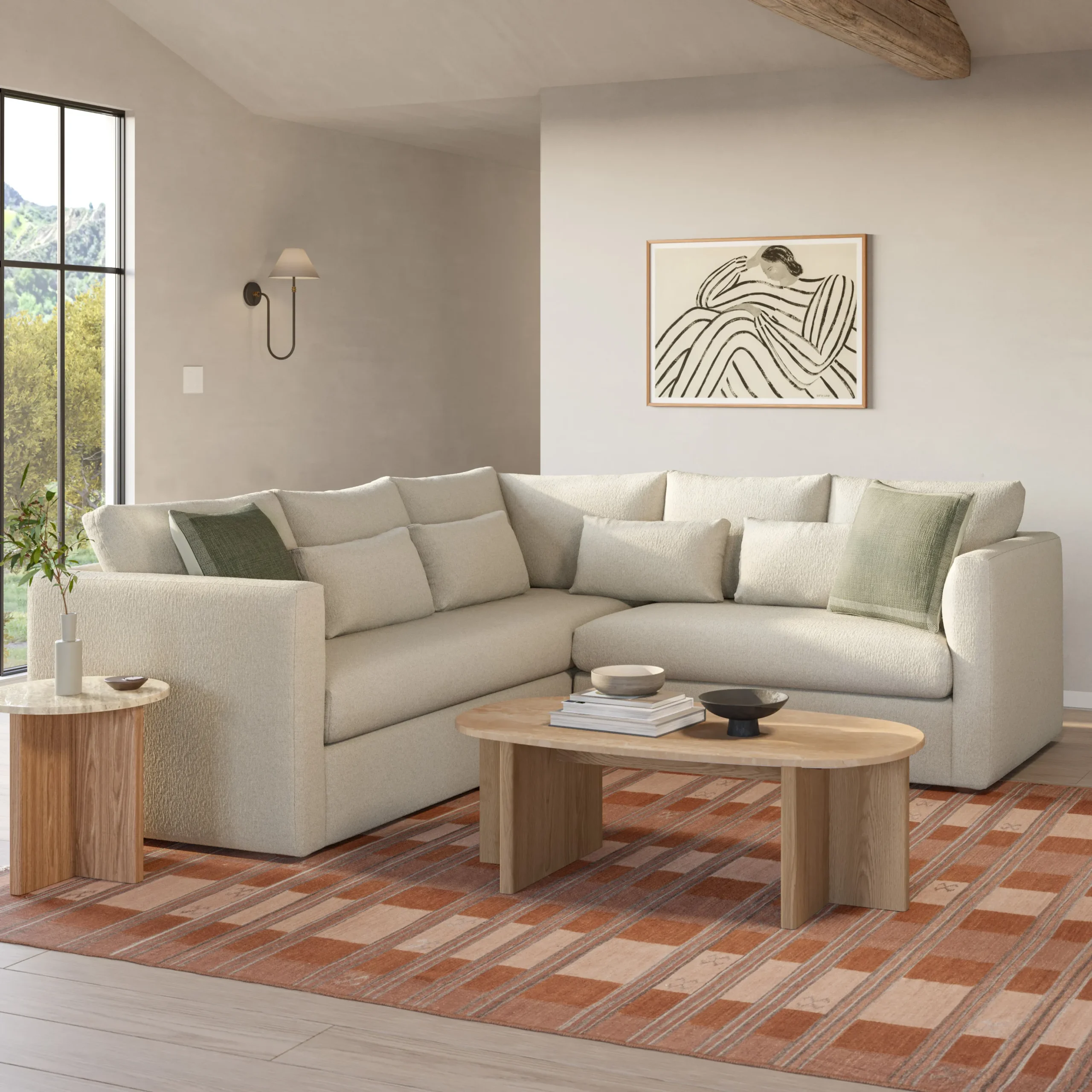 Marina 92_ Corner Sectional - Clover Ivory