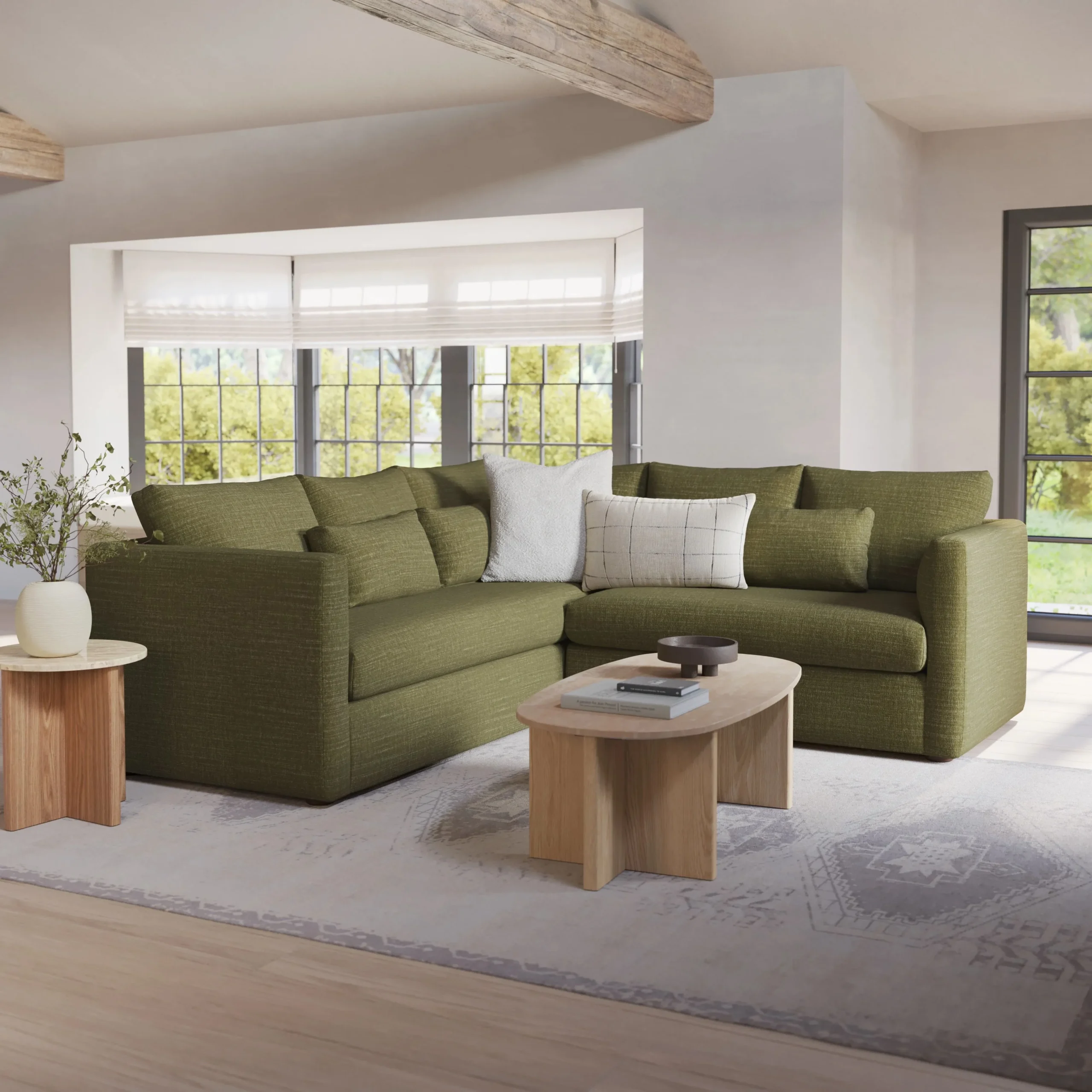 Marina 92_ Corner Sectional - Napa Moss