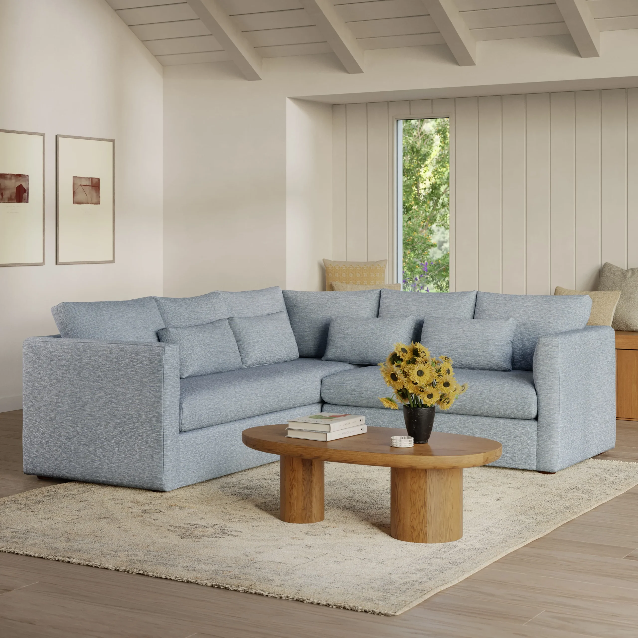 Marina 92_ Corner Sectional - Silver Light Blue