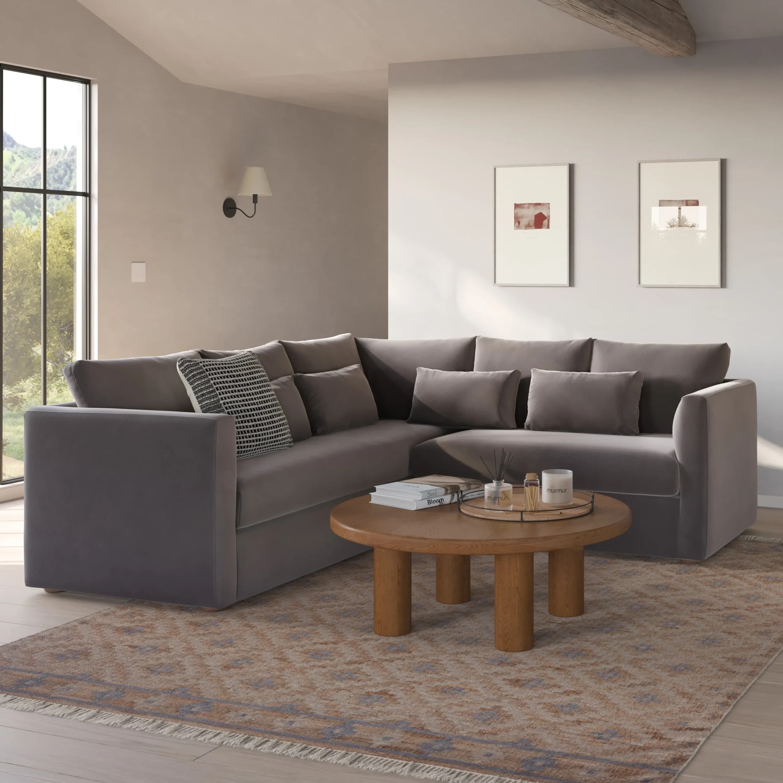 Marina 92_ Velvet Corner Sectional - Hale Warm Gray