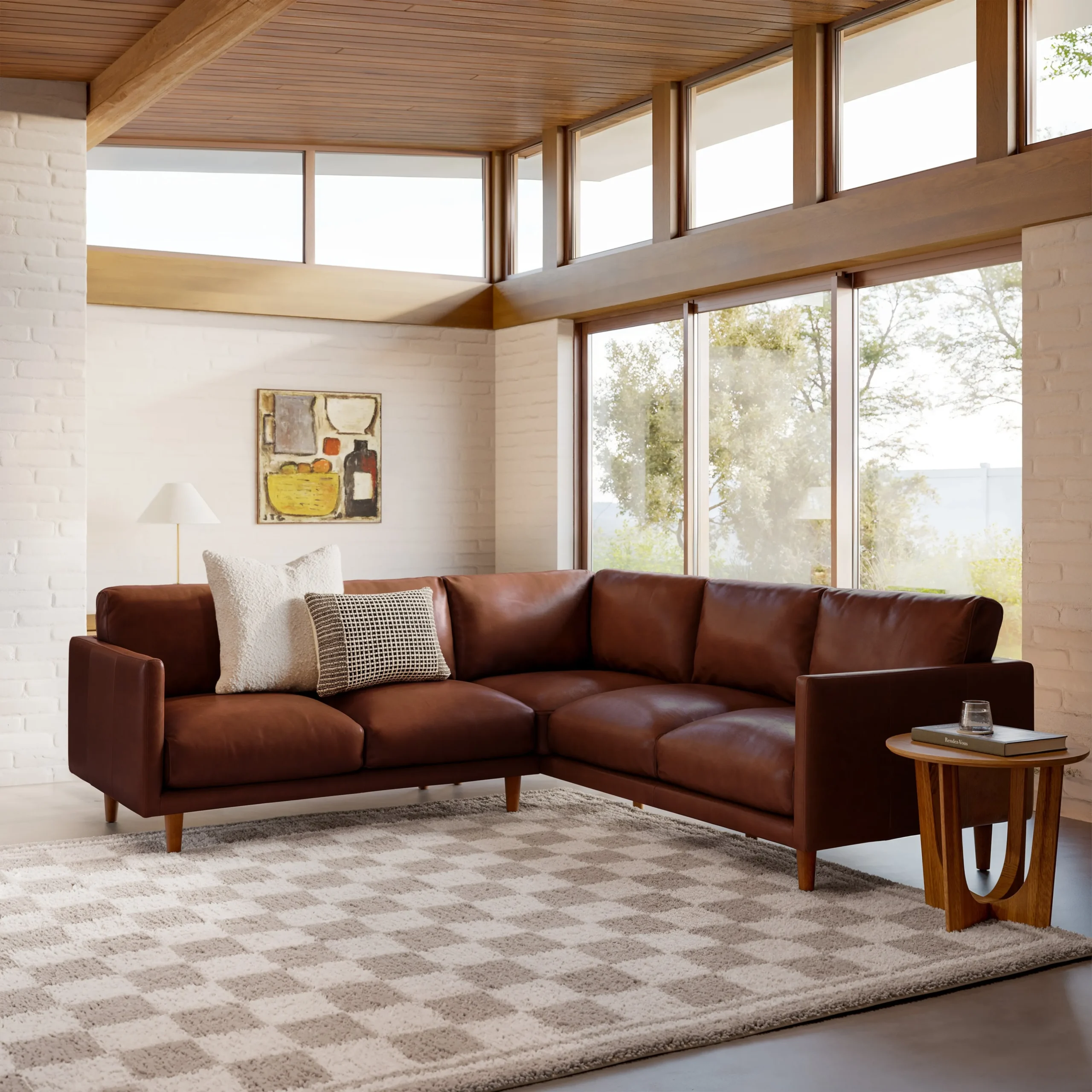 Nirvana 88_ Leather Corner Sectional - Indiana Brown