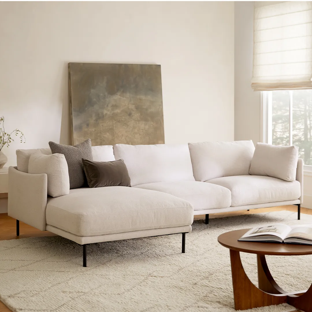 Olsen 110_ Left Sectional - Ratine Ivory