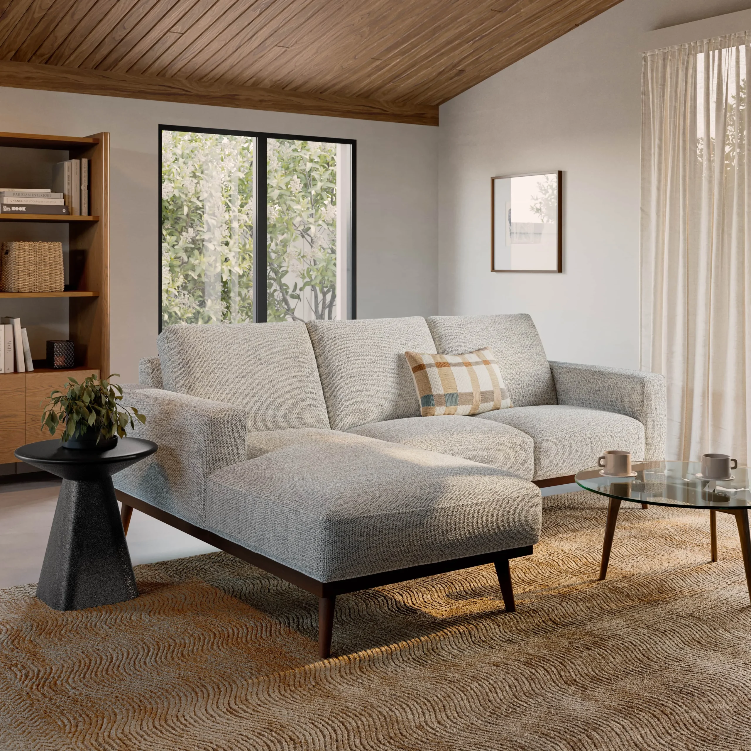 Rhett 93_ Left Chaise Sectional - Pepper Ivory