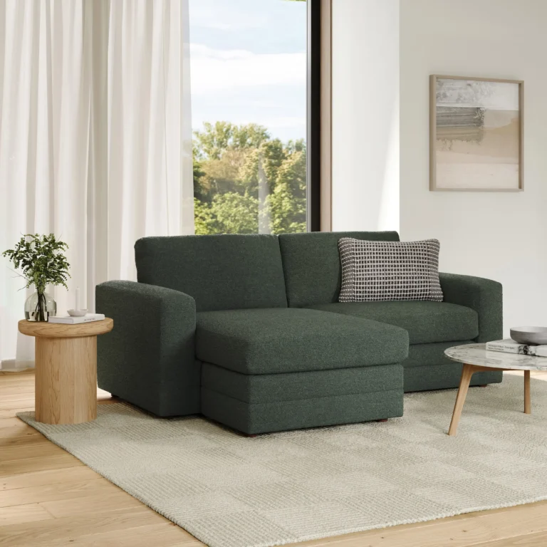 Riley 84_ Reversible Storage Sectional - Green Wool Bouclé